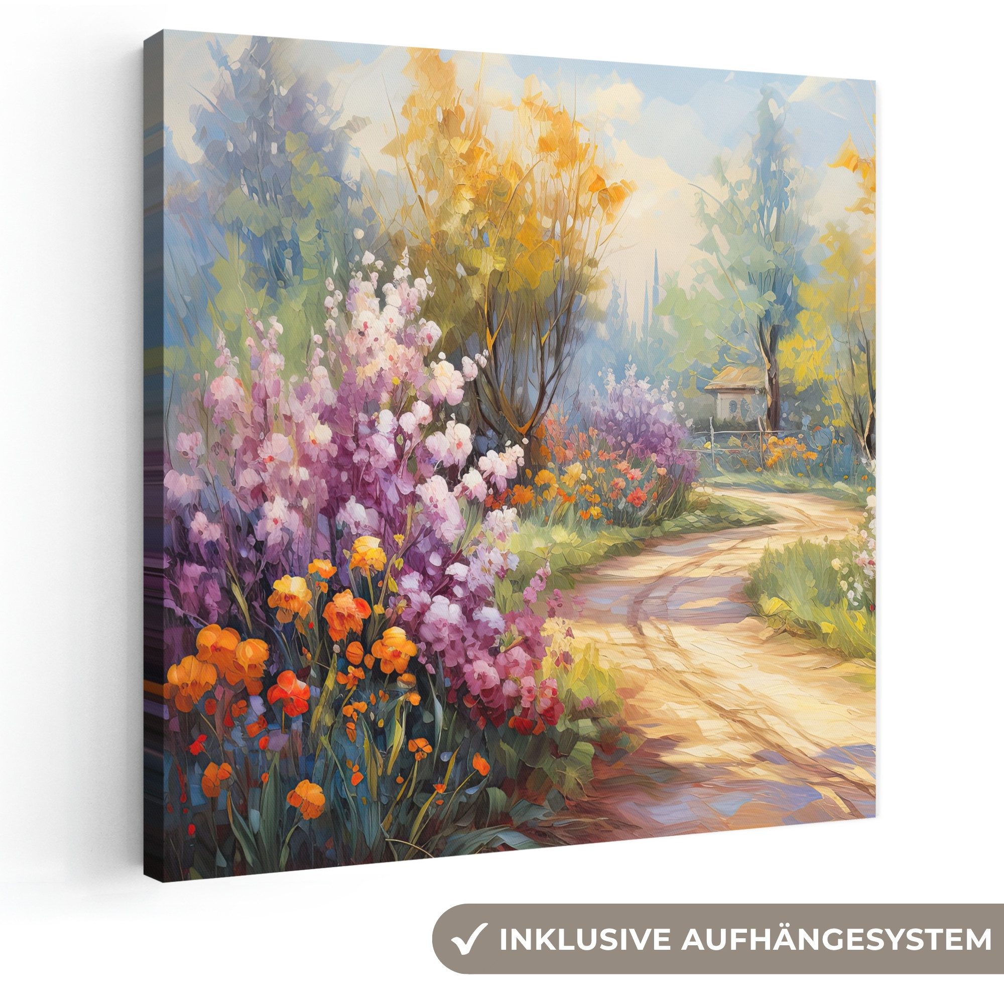 OneMillionCanvasses® Leinwandbild Blumen - Bäume - Kunst - Aquarell, Fotodruck (1 St), Wandbild, Deko Schlafzimmer Wohnzimmer Flur 20x20 cm
