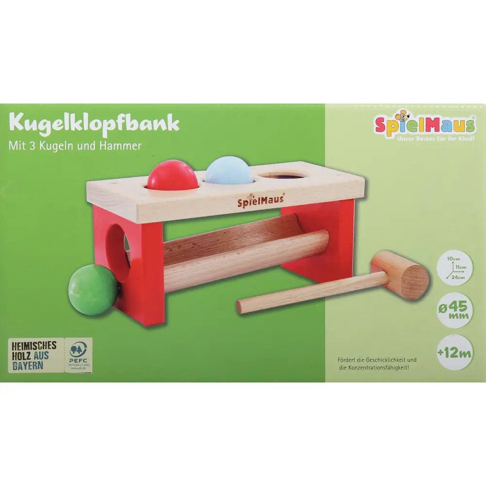 Vedes Spiel SpielMaus Holz Kugelklopfbank bunt ab 1 Jahr 24x11x10cm