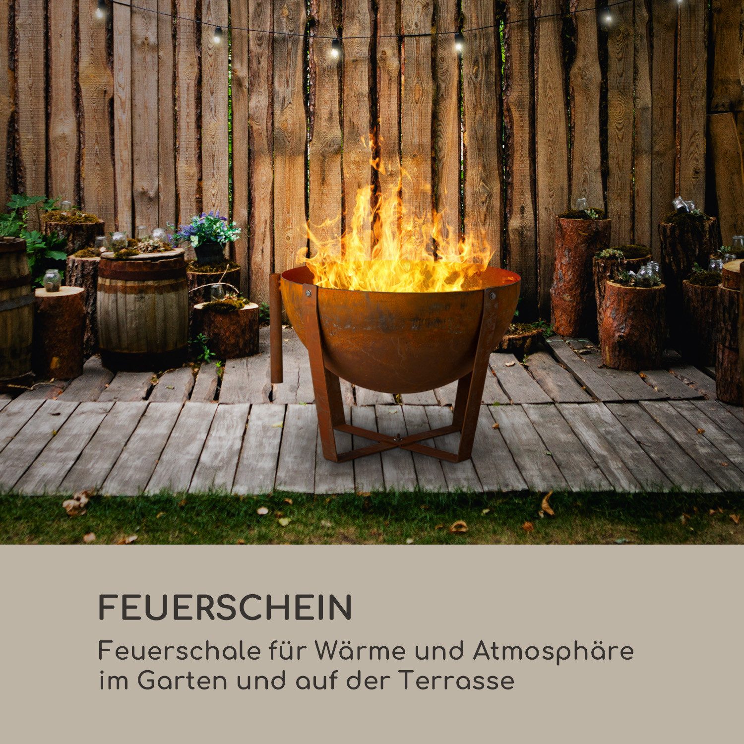 blumfeldt Feuerschale Fire Globe Feuerschale mit Grill Ø60 cm Stahl 2,8 mm höhenverstellbar, (Set, no), Feuerstelle Grill mit höhenverstellbarem Rost & 3-Bein-Stand