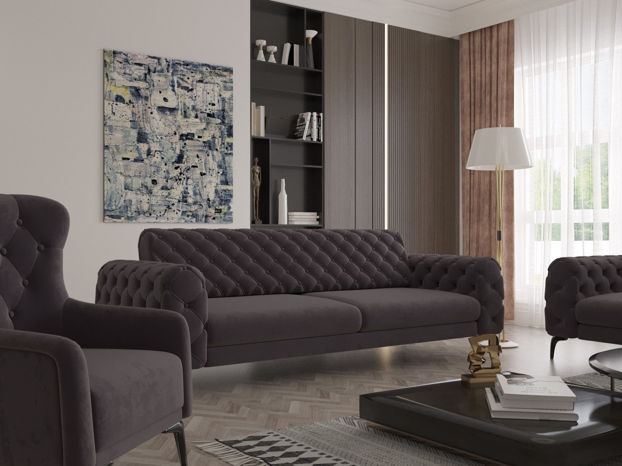 Möbeldreams Chesterfield-Sofa Sofa-Set Arizona Chesterfield Schlaffunktion günstig online kaufen