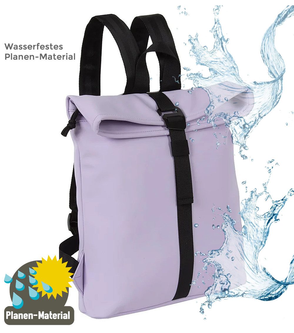 NEW REBELS Freizeitrucksack Damen klein Rucksack Handtasche Tasche, Reise Freizeit Bag wasserabweisend aus Plane + bagboom Etui