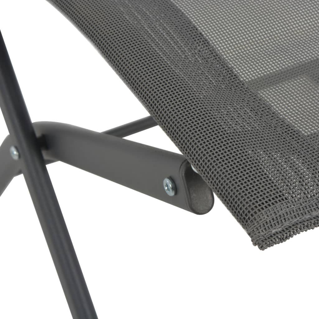 Grau | Gartenstuhl Textilene und Grau vidaXL (2 Stk. St) 2 Klappbare Gartenstühle Stahl