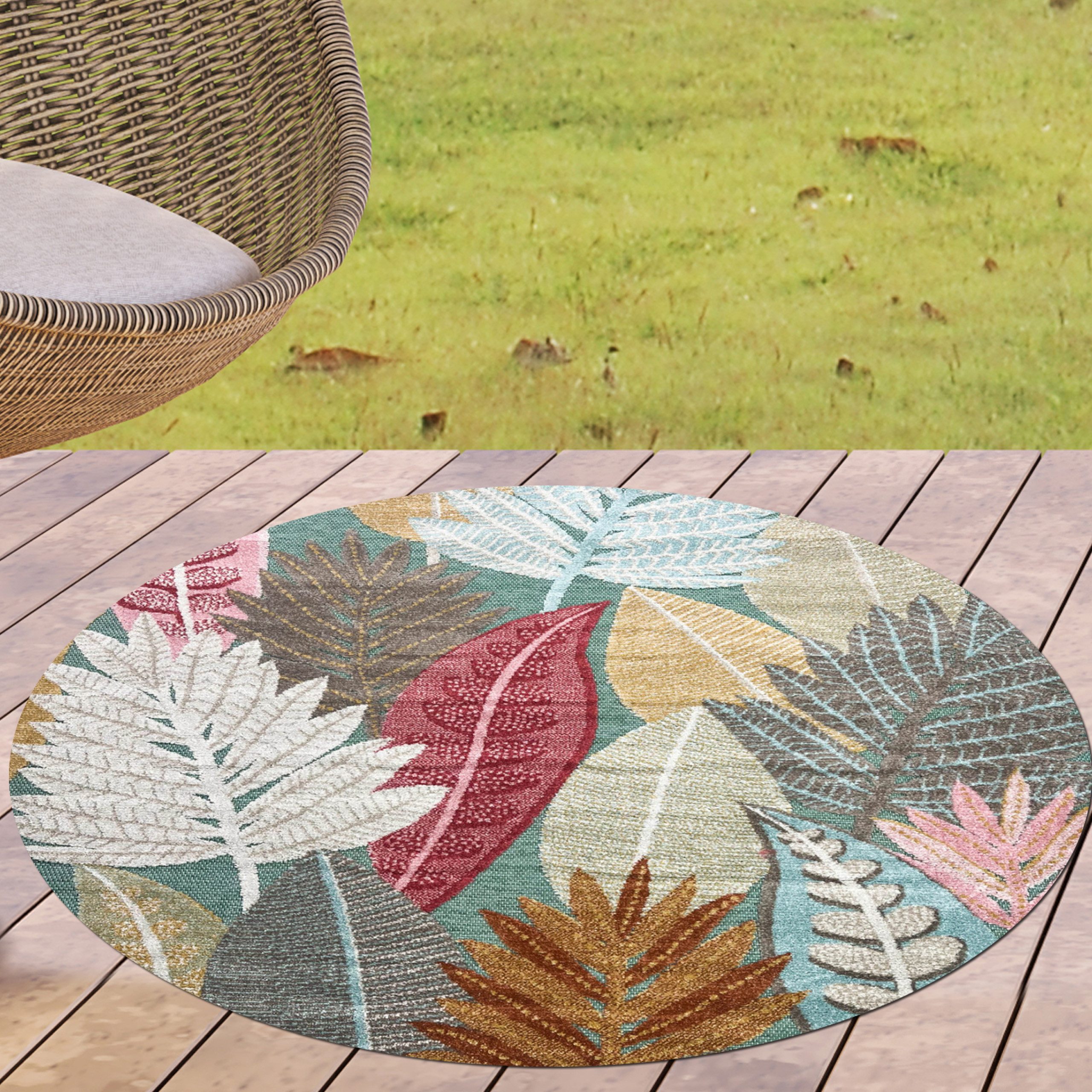 Carpetia Outdoorteppich Wetterfester Outdoor-Teppich mit buntem günstig online kaufen