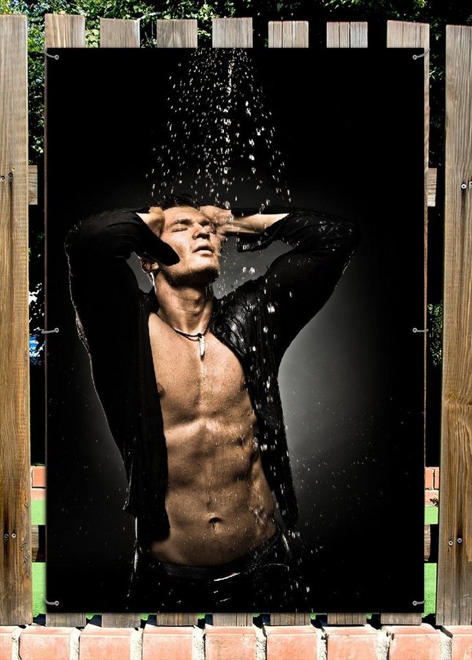 Thumbnail - Wallario Sichtschutzzaunmatten Sexy Mann unter der Dusche
