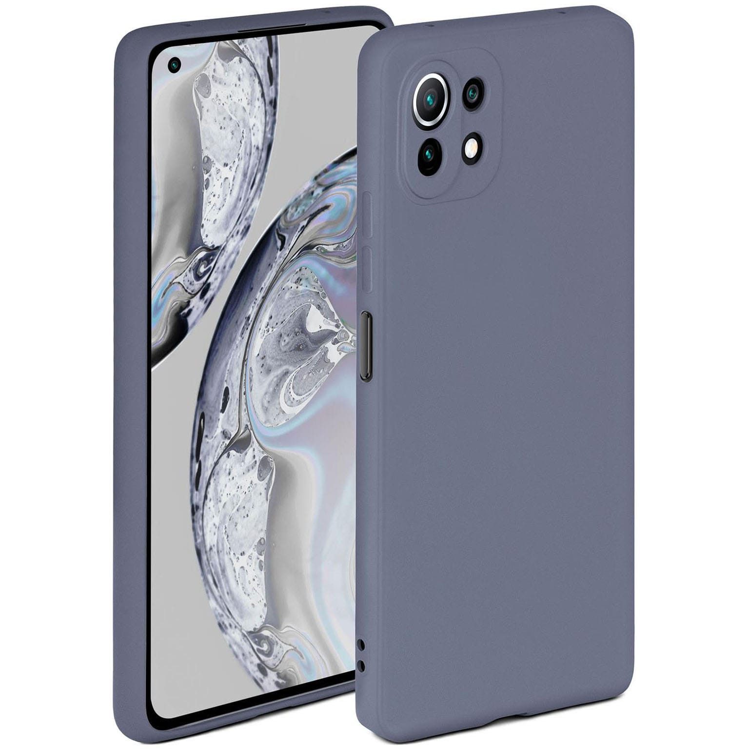 ONEFLOW Handyhülle für Xiaomi Mi 11 Lite Hülle Silikon Soft Case Blau Grau 6,55 Zoll, Silikonhülle Cover Dünn Handytasche TPU Schutzhülle mit Kameraschutz