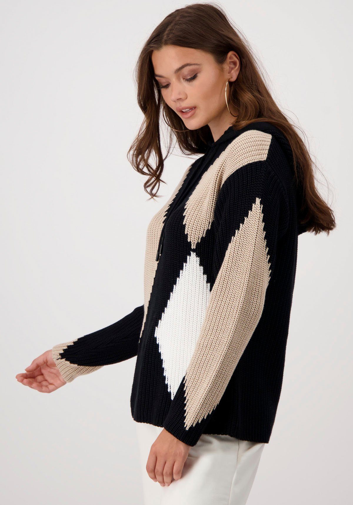 schwarz Monari Strickpullover Kapuze 999 mit