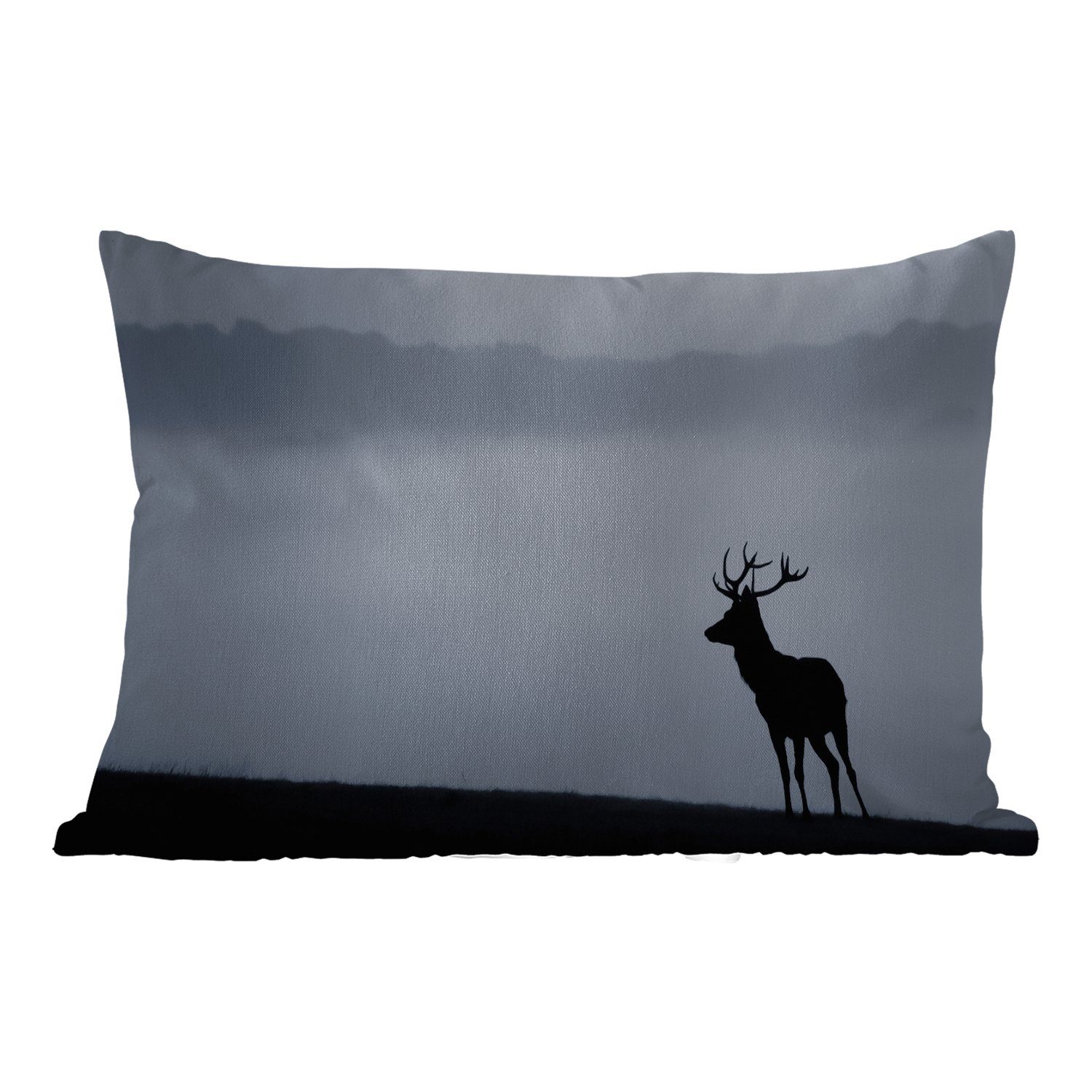 MuchoWow Dekokissen Hirsch - Nebel - Silhouette, Outdoor-Dekorationskissen, Polyester, Dekokissenbezug, Kissenhülle