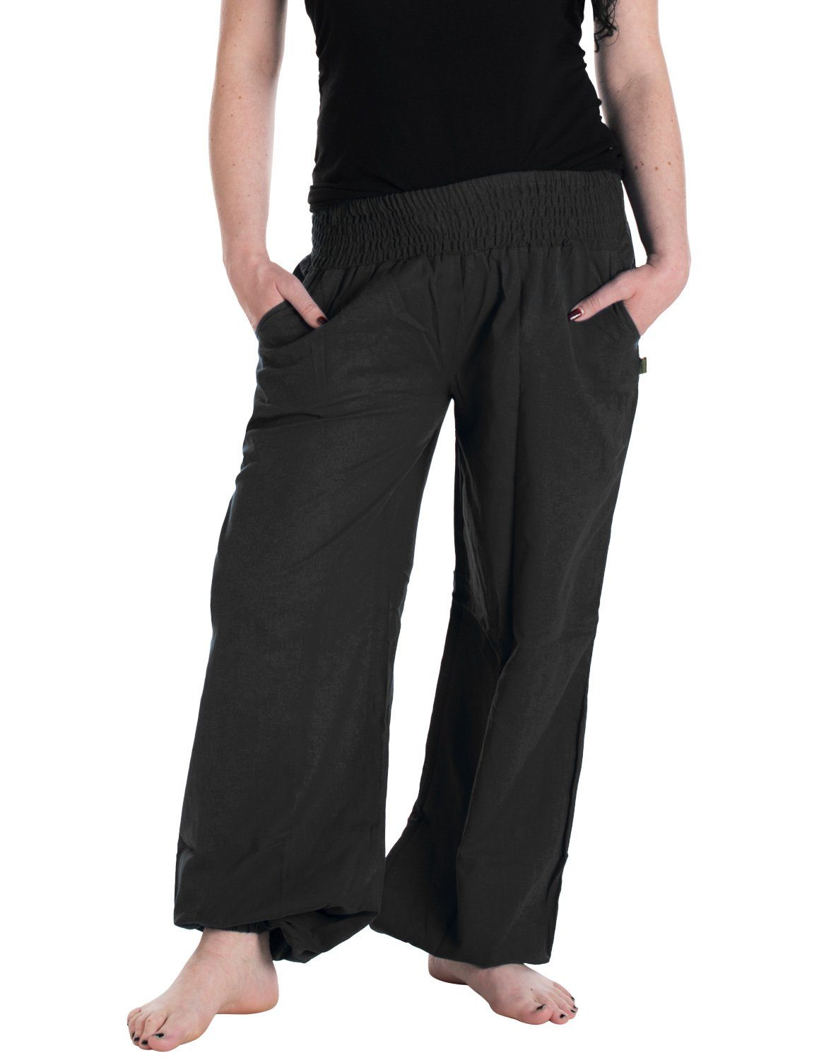 Vishes Haremshose Lange Sommerhose Schlupfhose Einheitsgröße Hippie, Baggyhose, Yogahose schwarz