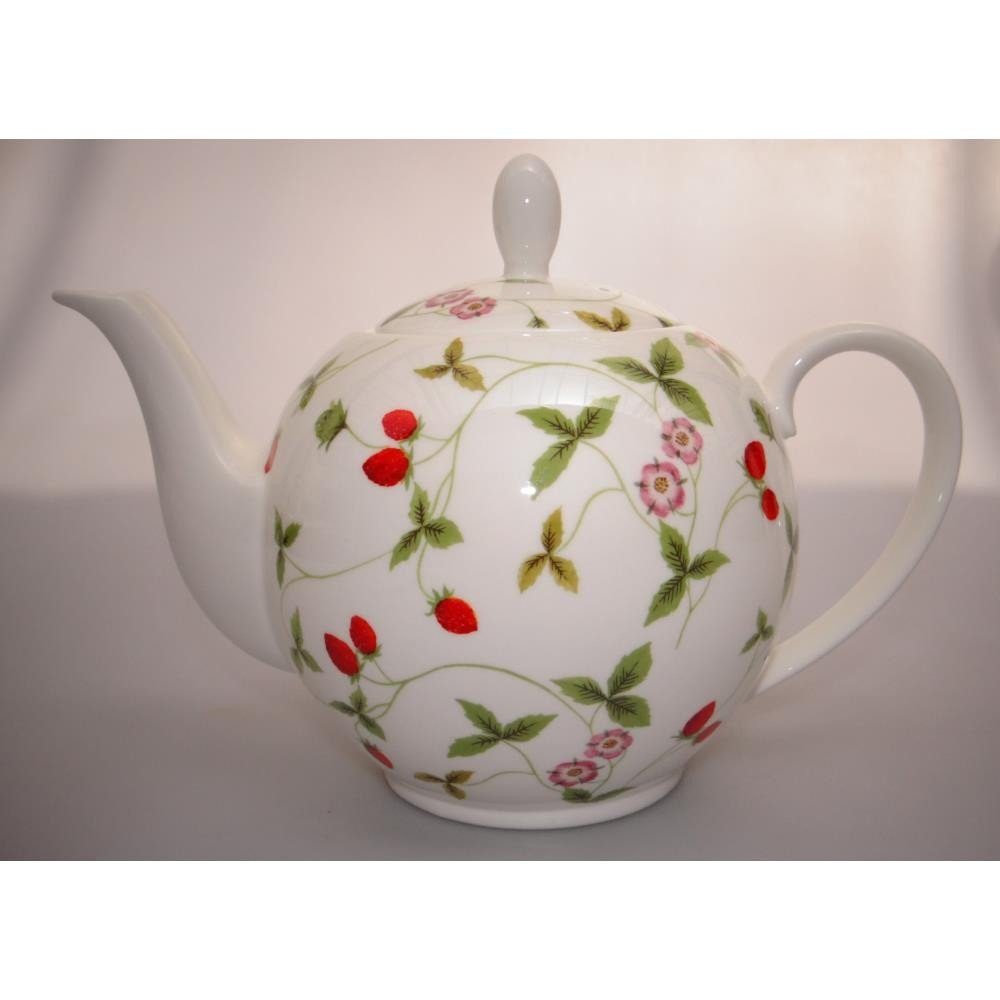 TeaLogic Teekanne Erdbeeren, Weiß L:23cm H:16cm D:14.5cm Porzellan