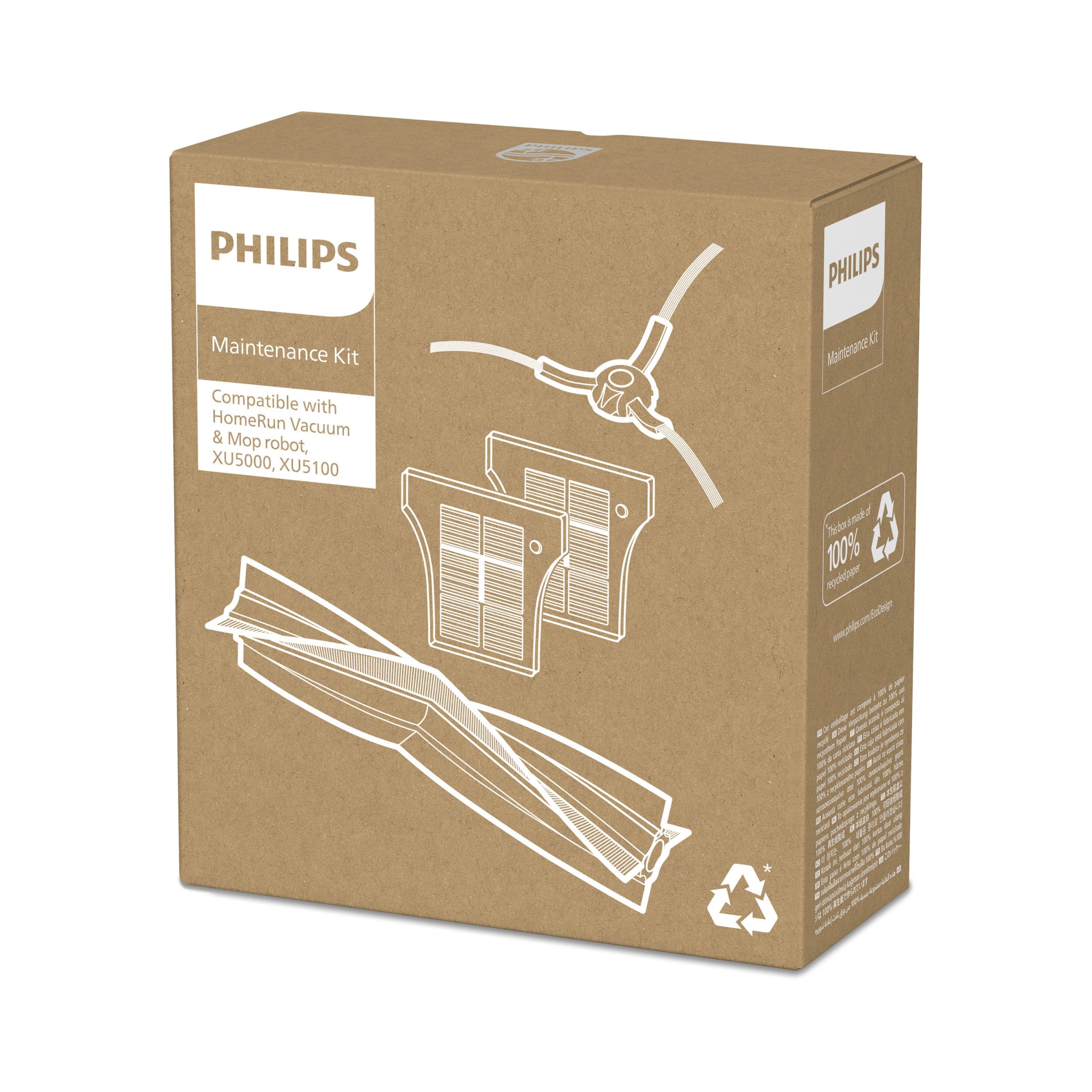 Philips Saugroboter Zubehör-Set XV1453/10 für HomeRun Saug- & Wischroboter 5000 Series, Zubehör für HomeRun 5000 Series, (Set, 3-tlg), Original-Ersatzset für gründliche Reinigungsergebnisse
