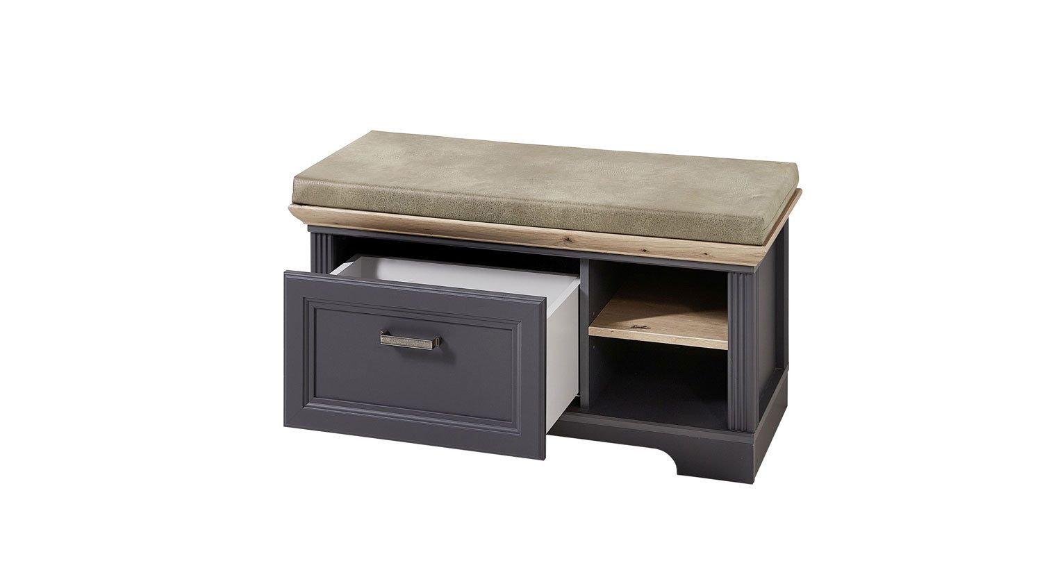 Innostyle Sitzbank Bank Jasmin Schuhschrank mit Kissen graphit und Artisan Eiche 93x49 cm