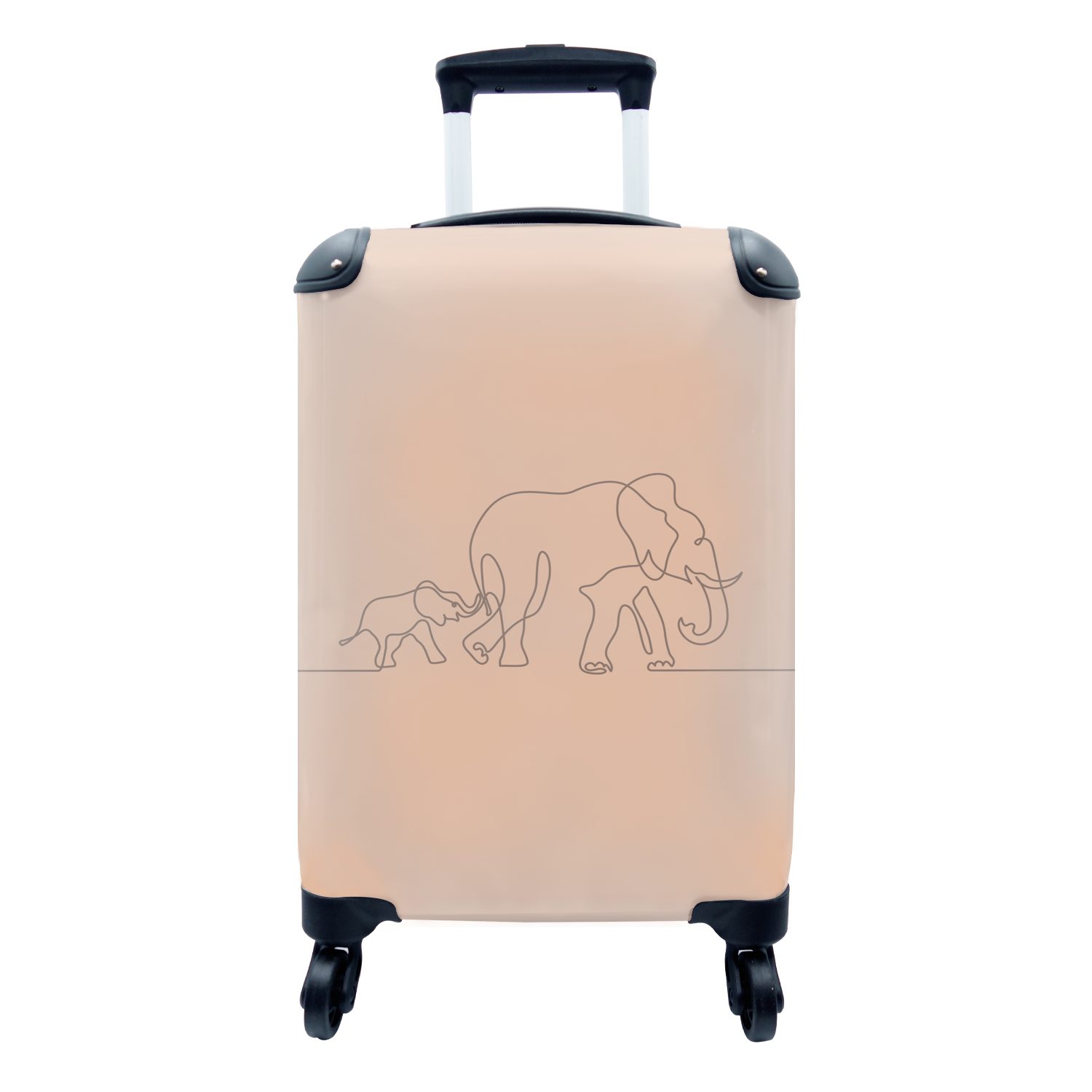 MuchoWow Handgepäckkoffer Elefant - Einfach - Linie, 4 Rollen, Reisetasche mit rollen, Handgepäck für Ferien, Trolley, Reisekoffer