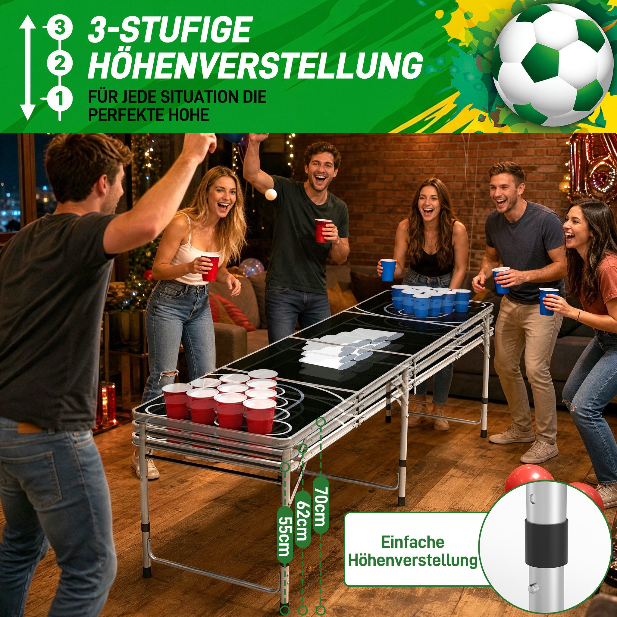 FIVMEN Stapelspielzeug Bier-Spieltisch, Spiel-Set für den Sommer & Festival Partyspiele Trinkspiele