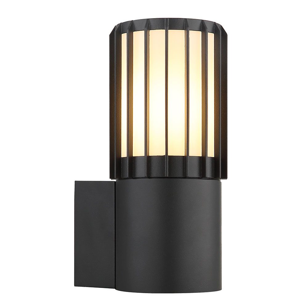 GLOBO LIGHTING LED Außen-Wandleuchte, Leuchtmittel inklusive, Warmweiß, LED Außen-Wandleuchte Aluminium Anthrazit Gitteroptik IP54 H 20 cm