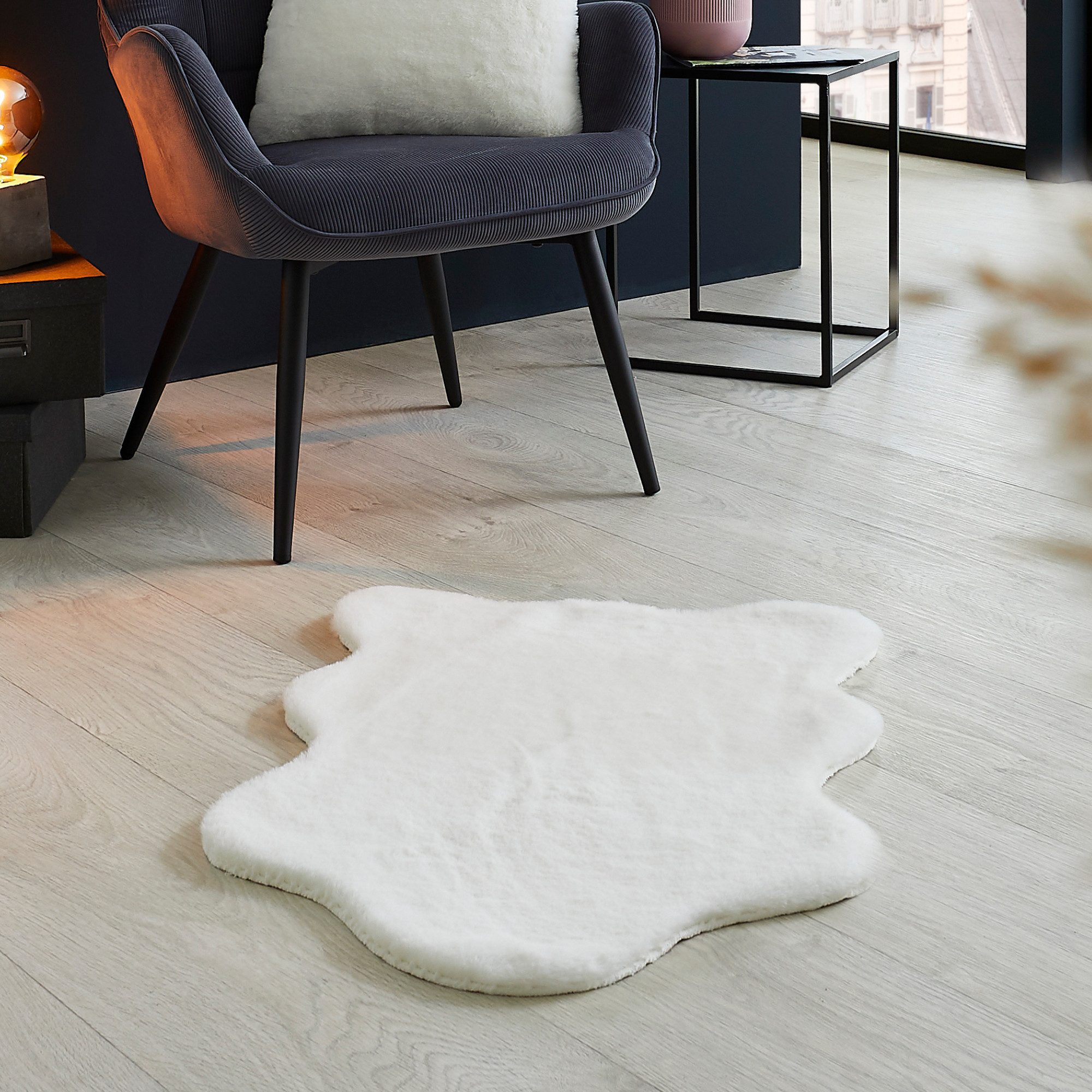 my home Fellteppich Lugano, fellförmig, Höhe: 30 mm, Kunstfell, Uni Farben, günstig online kaufen