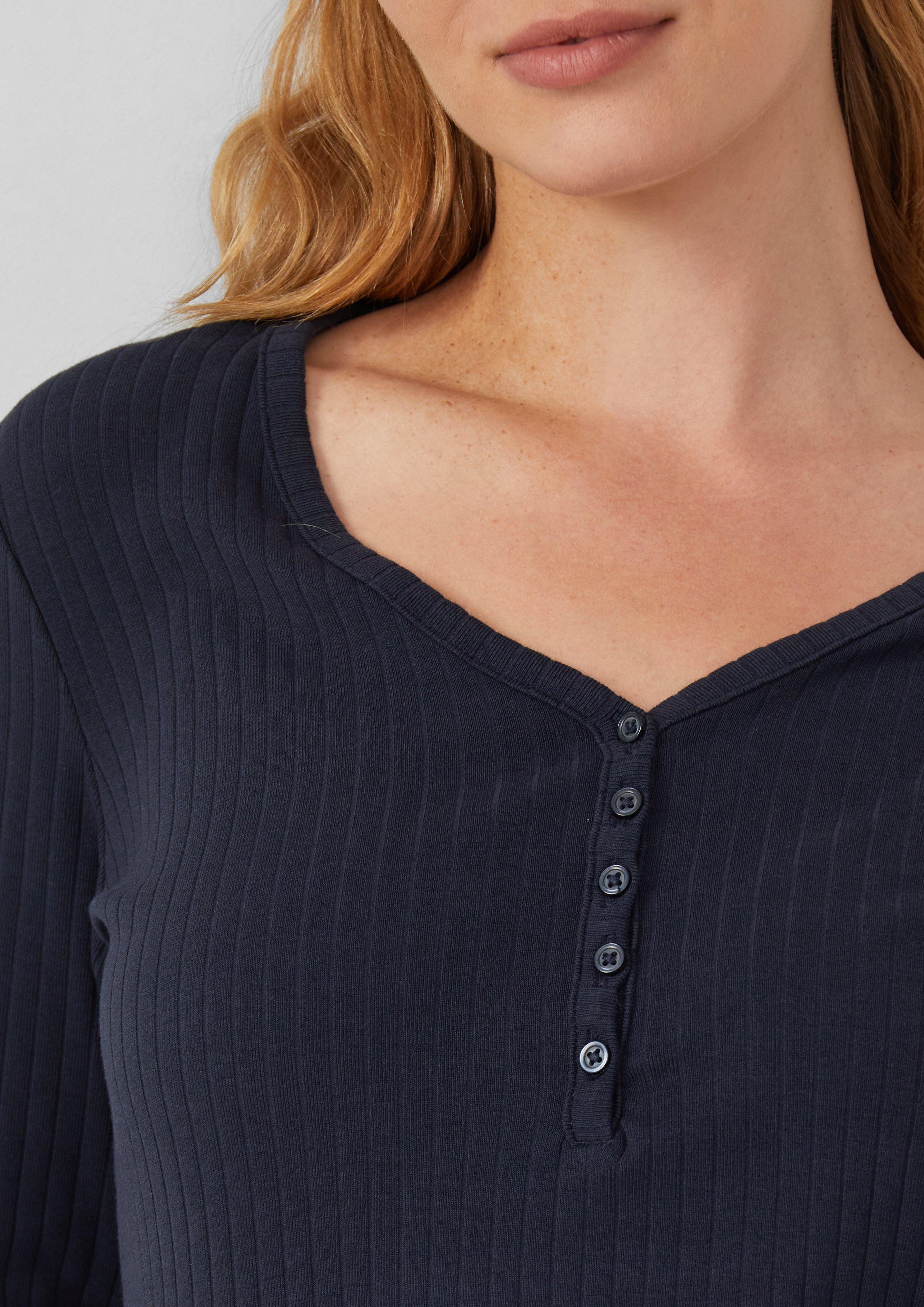 s.Oliver Langarmshirt Ripp-Langarmshirt mit Knopfleiste im günstig online kaufen