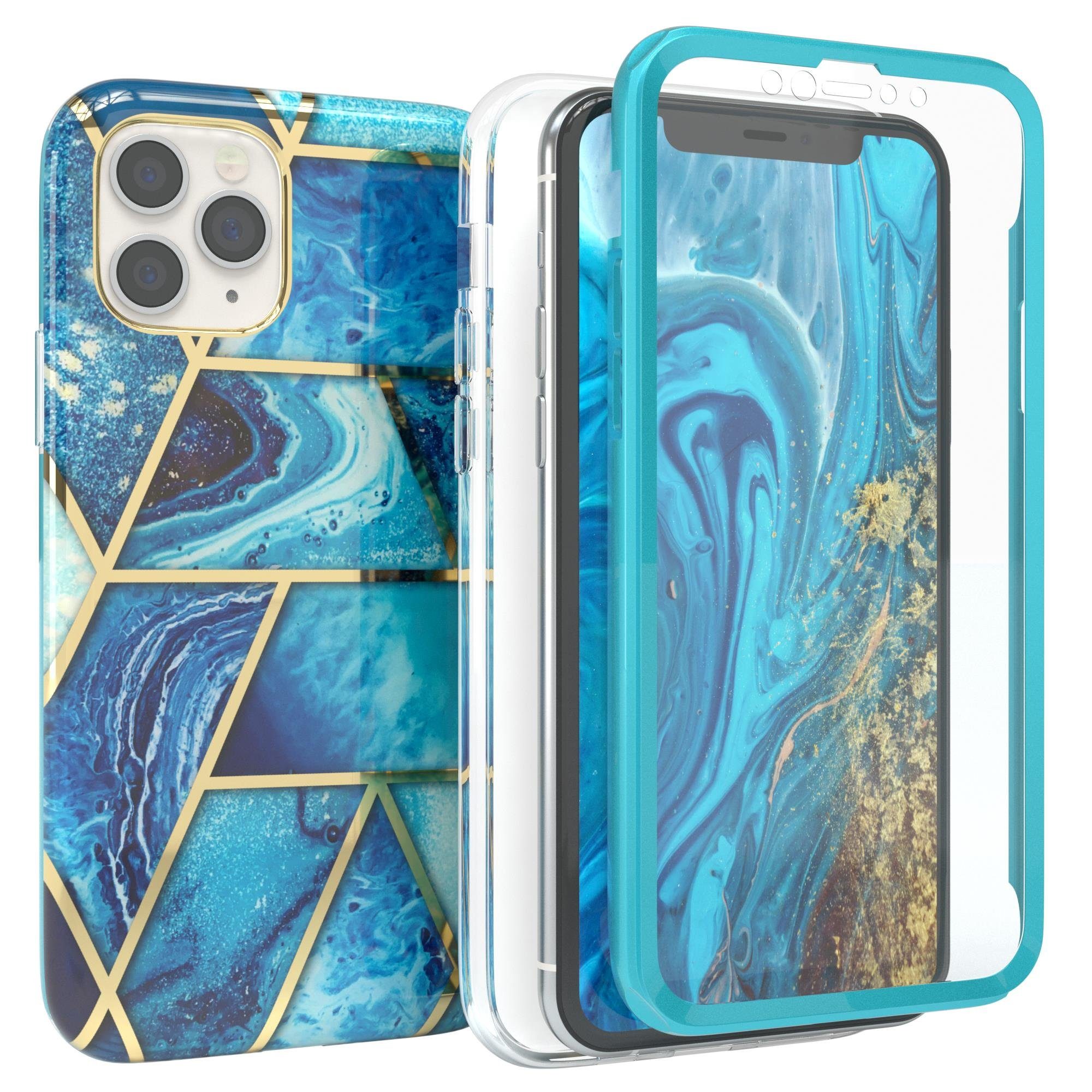 EAZY CASE Handyhülle IMD Fullcover Case für Apple iPhone 11 Pro 5,8 Zoll, Schutzfolie Schutzhülle mit Kameraschutz Komplettschutz Backcover Blau