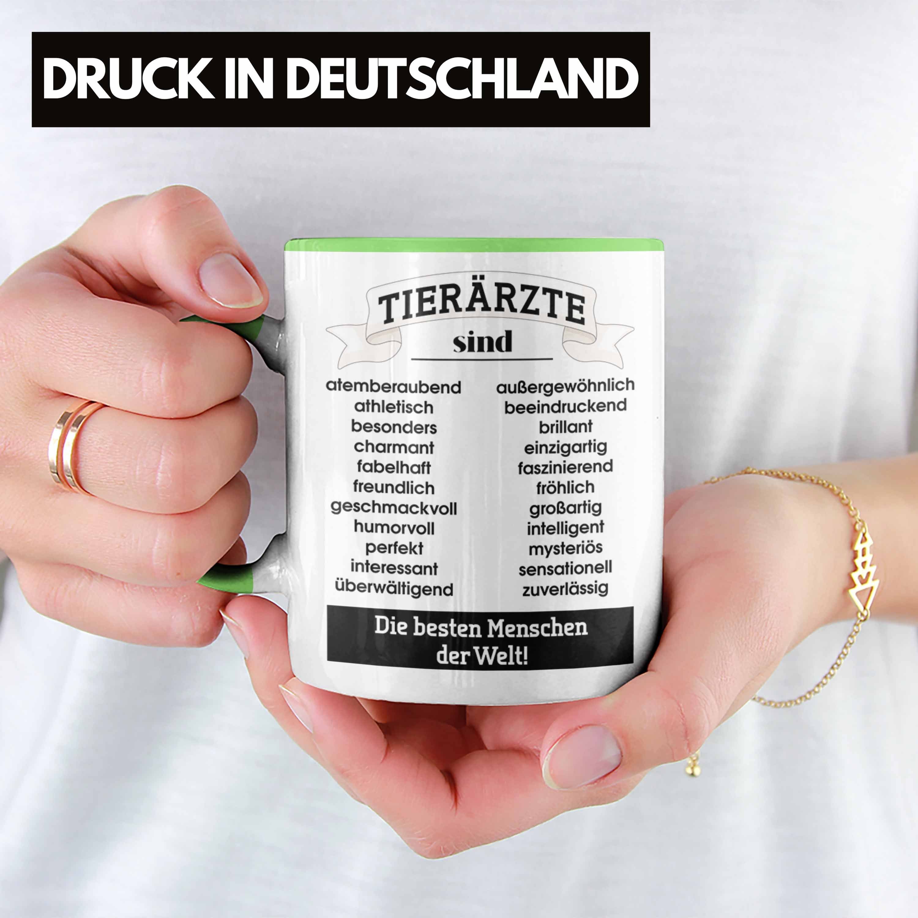 Trendation Tasse Trendation - Tierarzt Geschenkidee Kaffeetasse Tiermedizin Spruch Tasse Tierärzte Grün Veterinär Geschenk Pferdearzt Becher