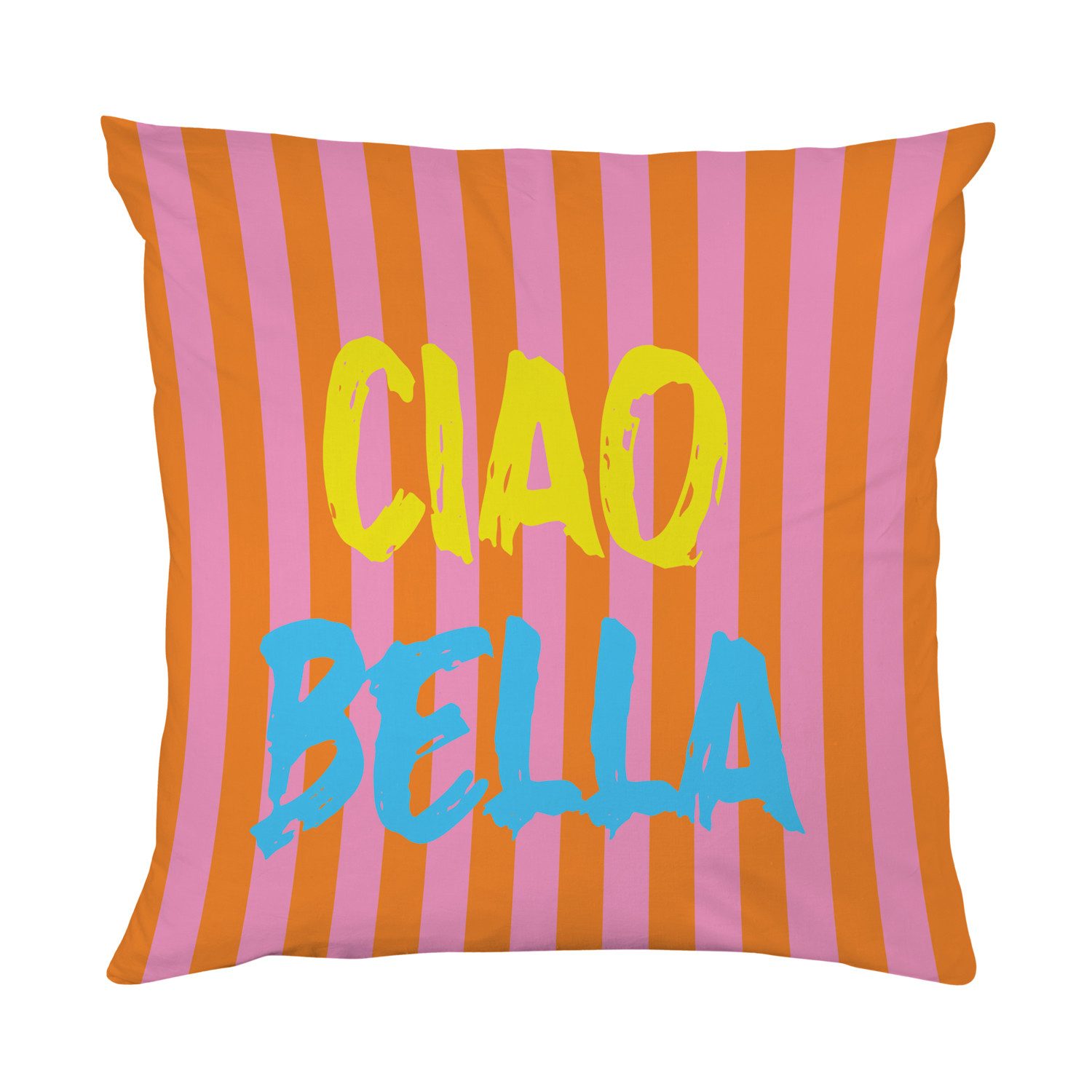 queence Dekokissen Ciao Bella gestreift, Beidseitig bedruckte Kissenhülle, günstig online kaufen