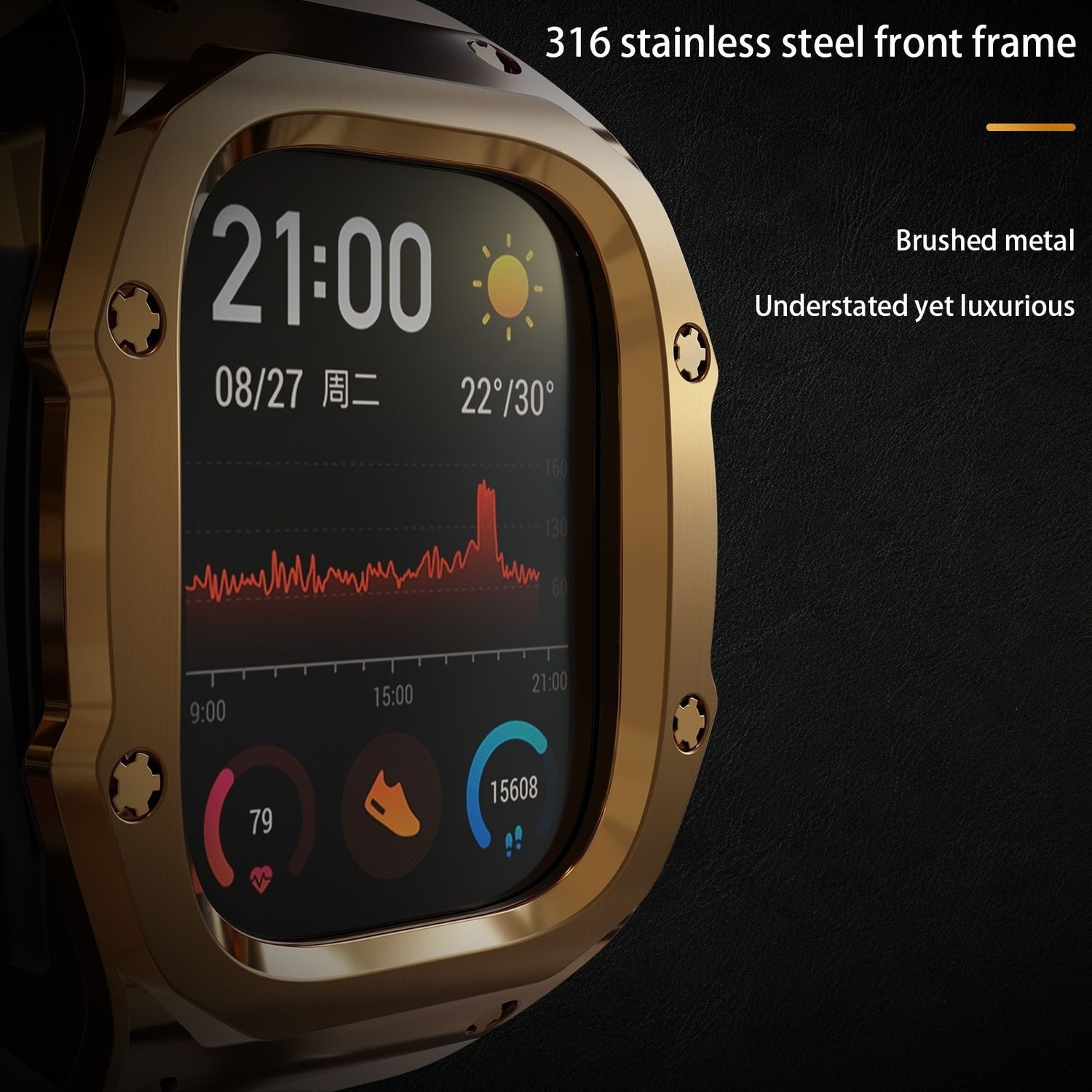 Wigento Smartwatch-Armband Für Apple Watch Ultra 2 / 1 49mm Silikon Armband Metall Gehäuse Hülle, Stoßfest, stilvoll, integriertem Armband