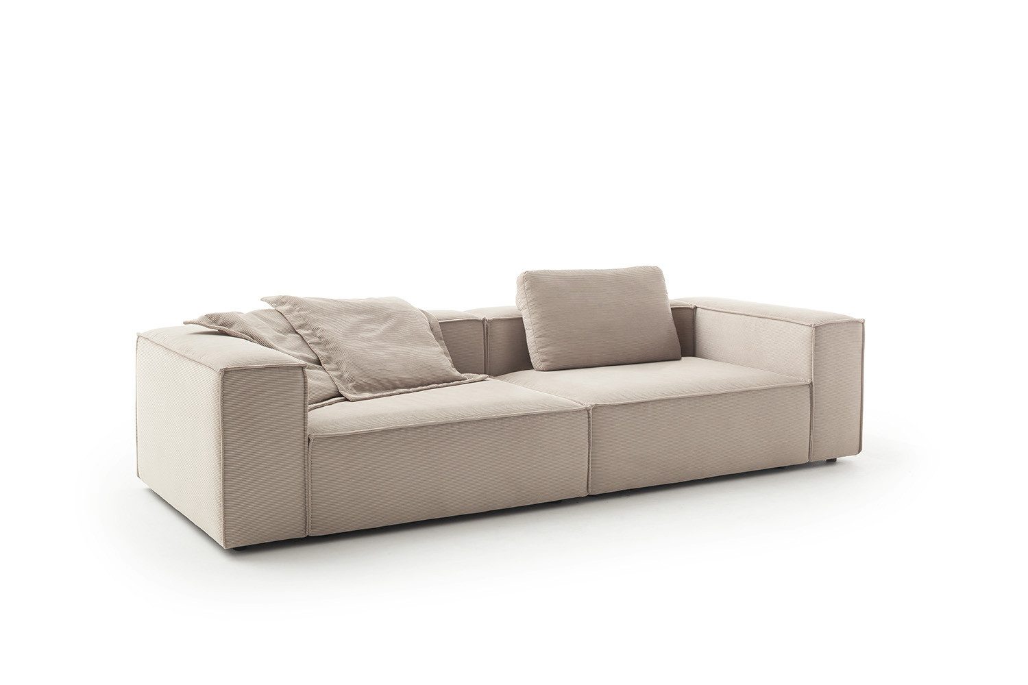 KAWOLA Sofa CARMO, Sofa Couch Feincord verschiedene Farben 306x118 cm
