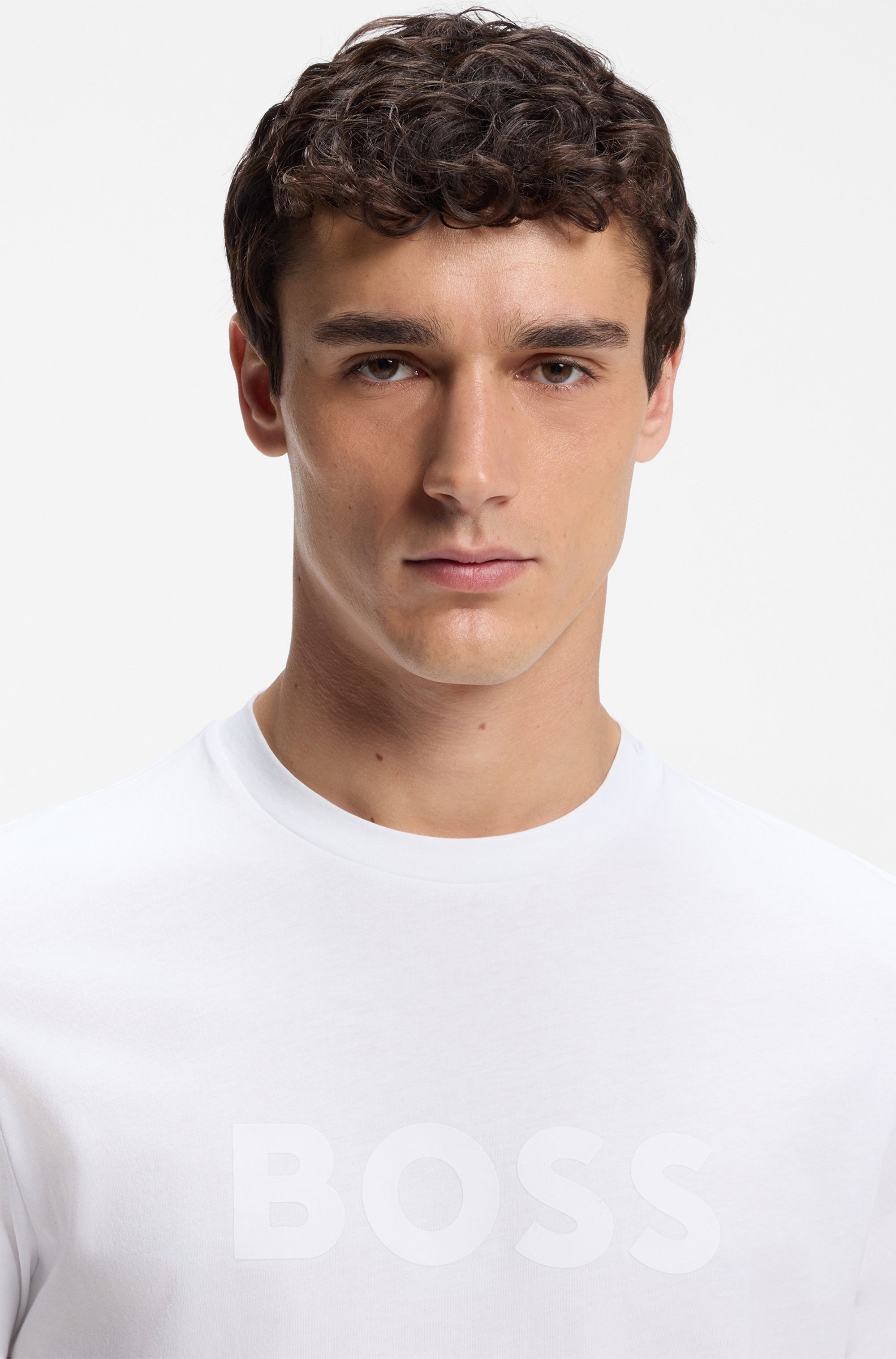 BOSS ORANGE T-Shirt Rundhalsausschnitt, Regular Fit, großer Logodruck