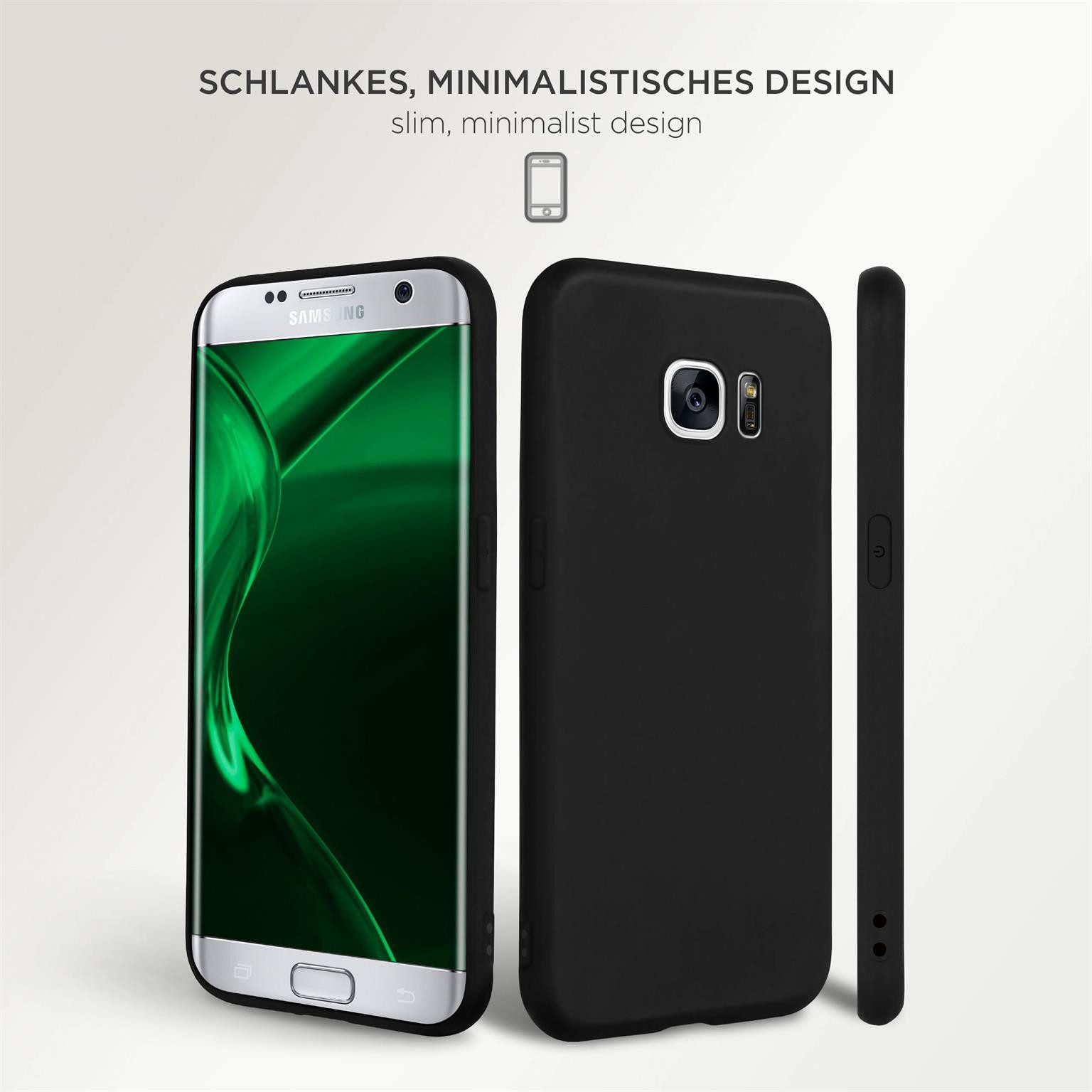 ONEFLOW Handyhülle für Samsung Galaxy S7 Edge Hülle Dünn SlimShield Pro Schwarz 5,5 Zoll, Backcover TPU Case Handyhülle minimalistisch Schutzhülle Erhöhter Rand