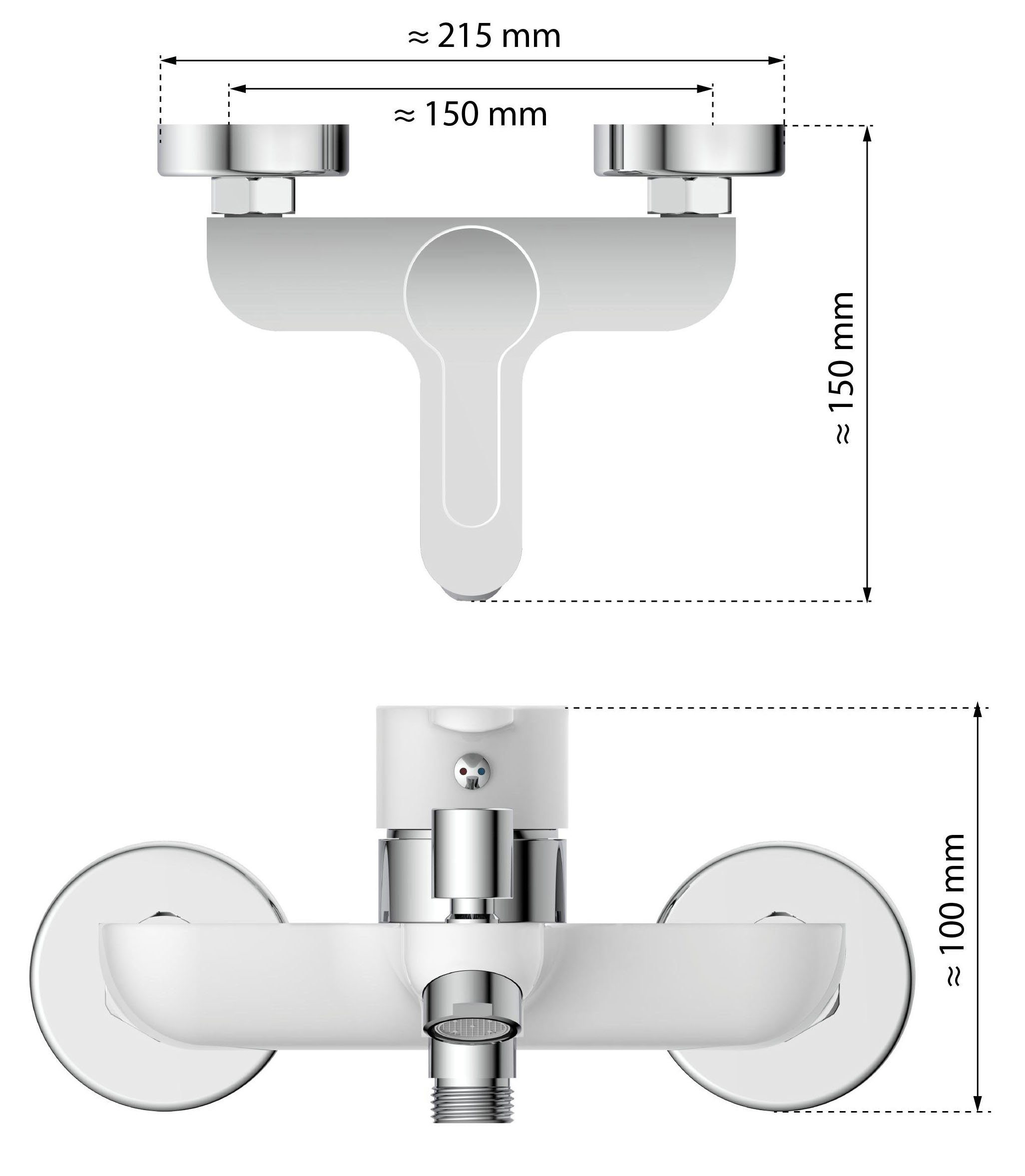 Eisl Waschtischarmatur DIZIANI Mischbatterie Badewanne, Wasserhahn Bad, Wannenarmatur in Weiß/Chrom