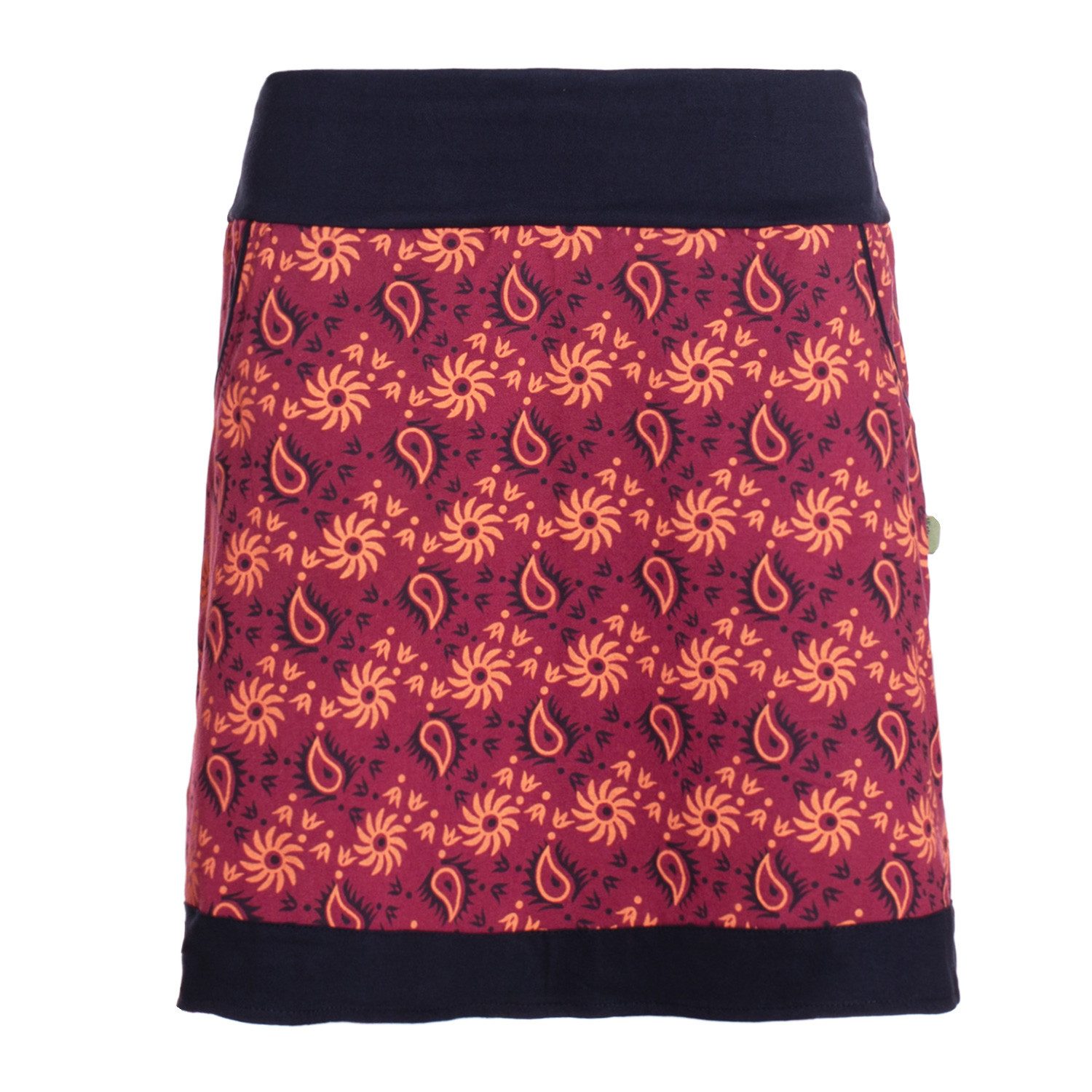 Vishes Minirock Damen A-Line Rock Baumwolle Paisley-Druck elastischer Bund mit Taschen Alternative Bekleidung, Ethno, Hippie, Retro Style