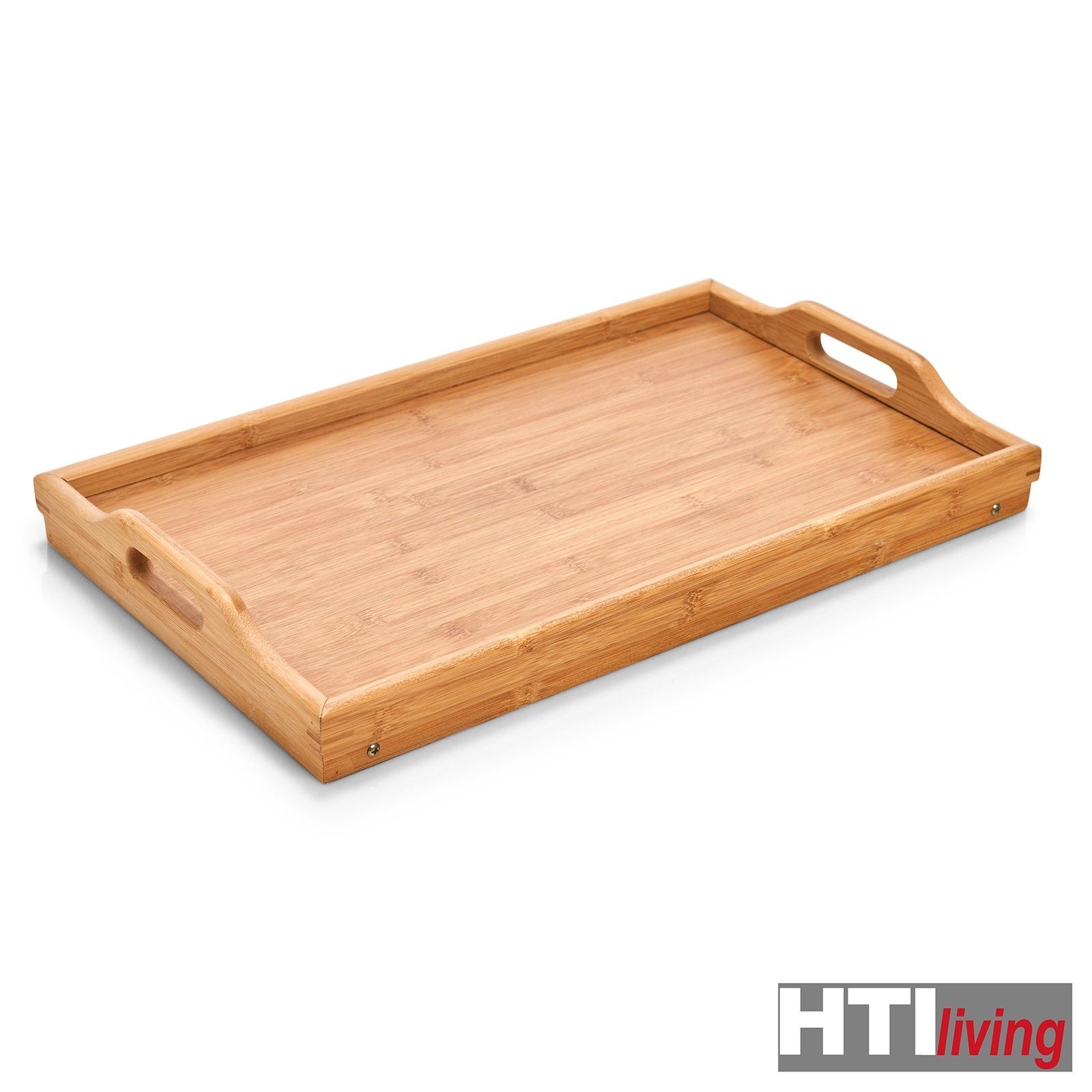 mit klappbaren Holztablett, Serviertablett Tablett HTI-Living Betttablett Füßen Bambus,