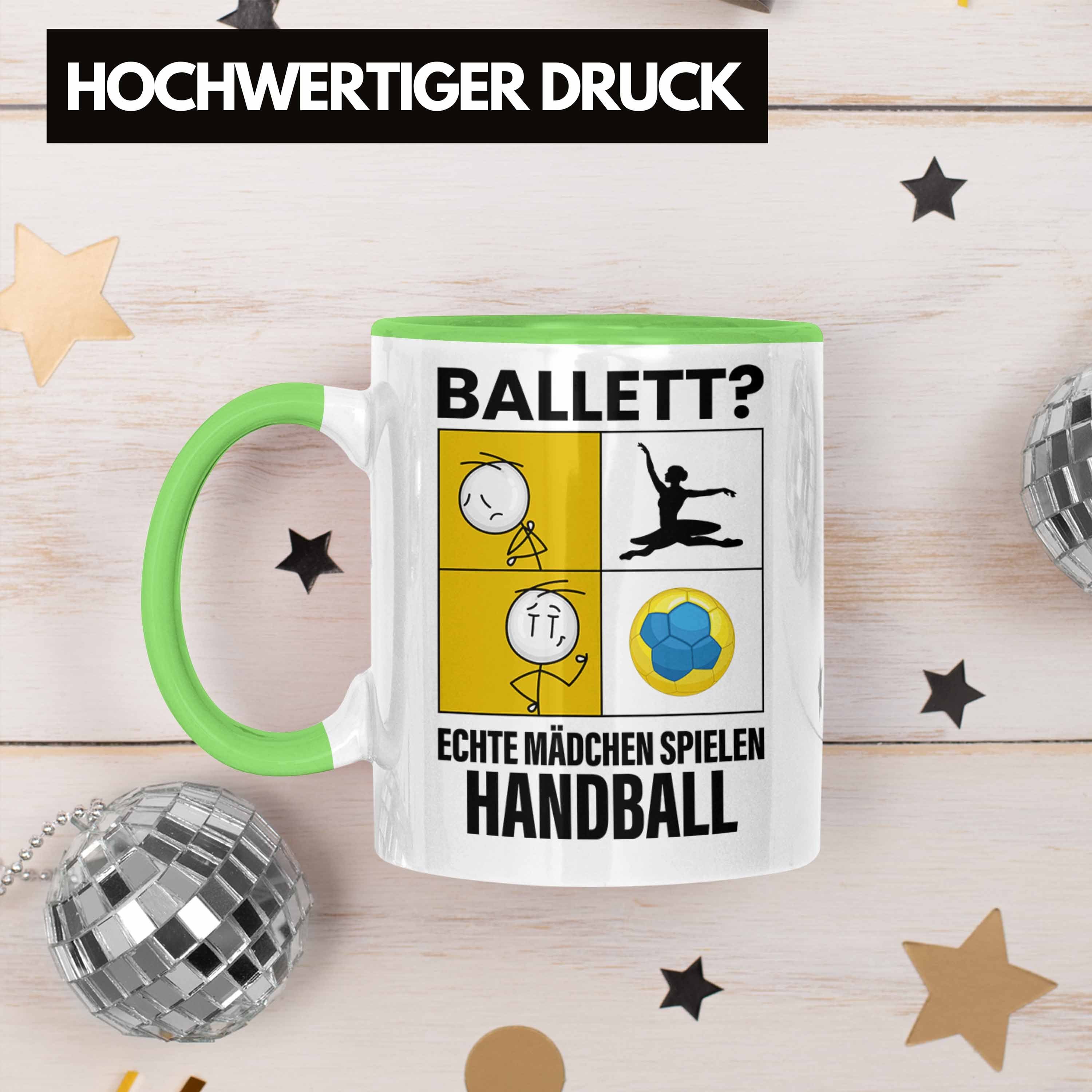 Frauen Spielen Sport Mädchen Grün Handball Han Echte Tasse Tasse Trendation Mädchen Geschenk