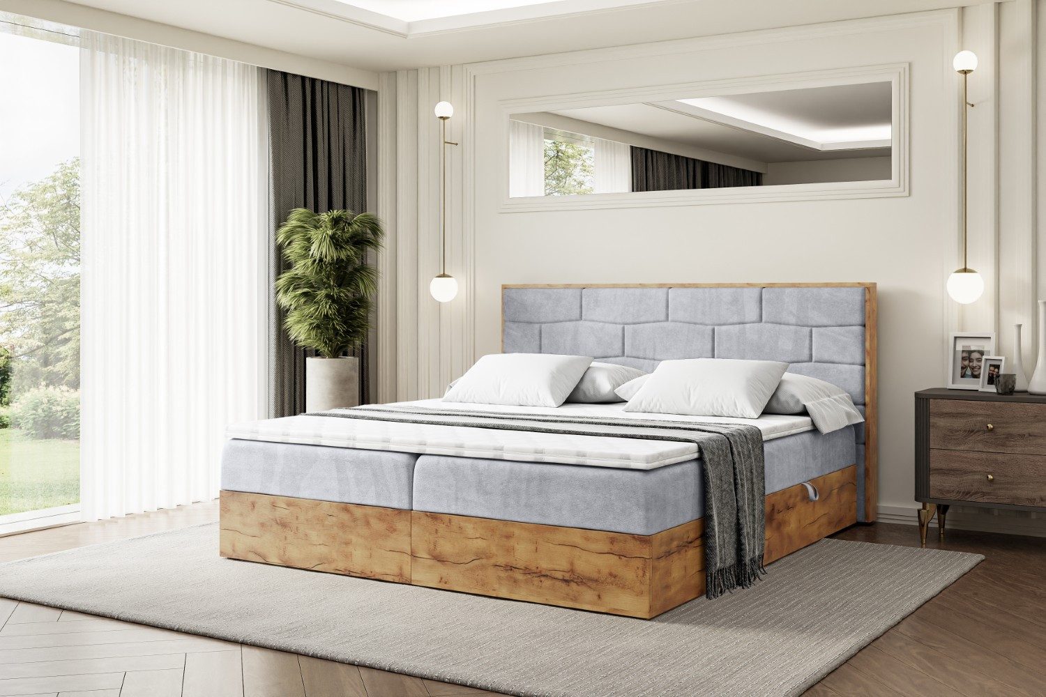ALTDECOR Boxbett LOLLI8 (Multipocket-Matratze H4, H3 Matratze Bonellfederung, Topper, Kopfteil)