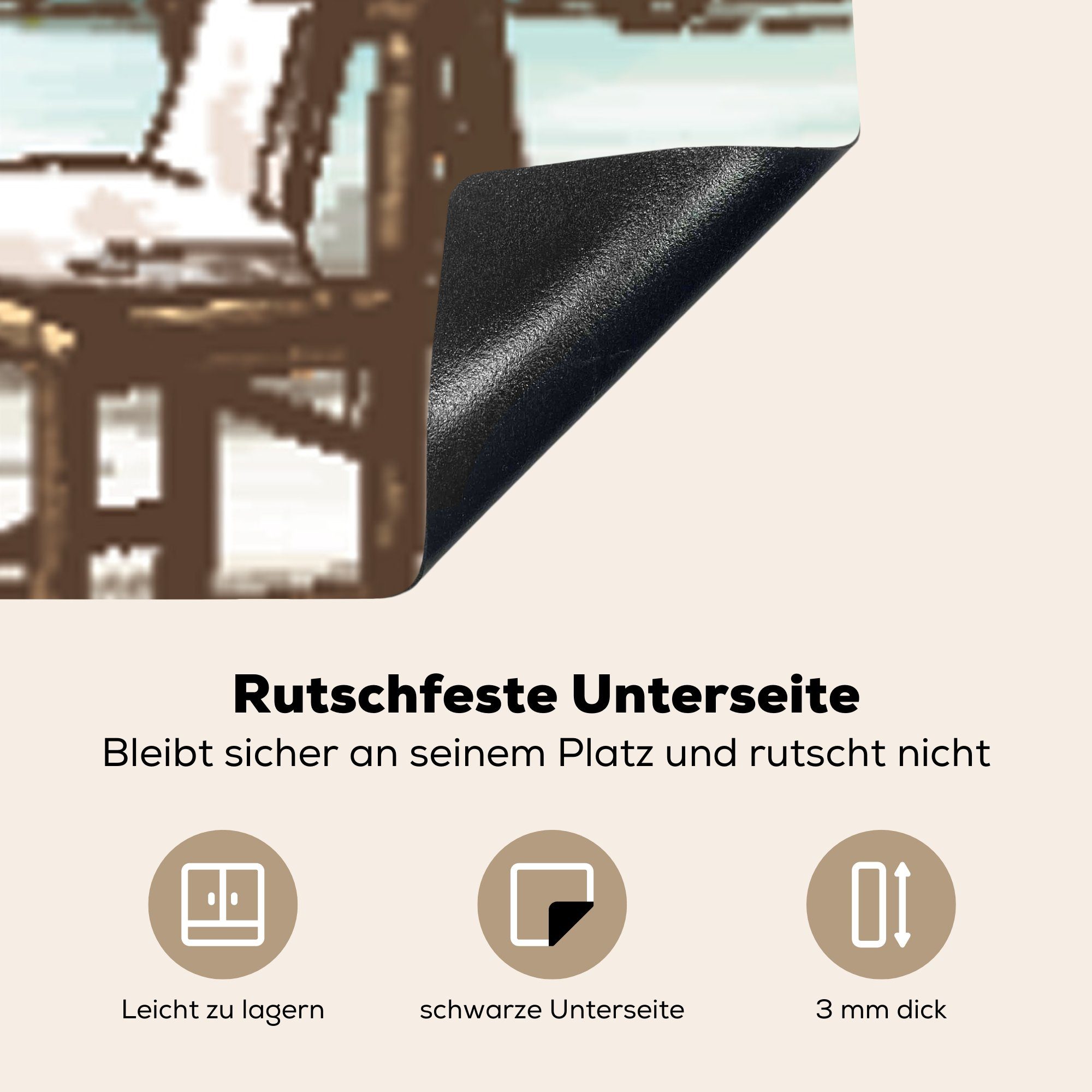 MuchoWow Herdblende-/Abdeckplatte für - cm, küche Hütte, (1 78x78 tlg), Vinyl, Ceranfeldabdeckung, Arbeitsplatte Strand Palme 