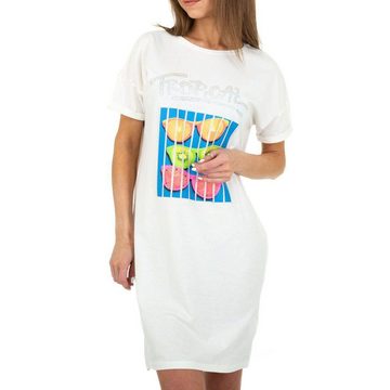 Ital-Design Sommerkleid Damen Freizeit Print Stretch Sommerkleid in Weiß