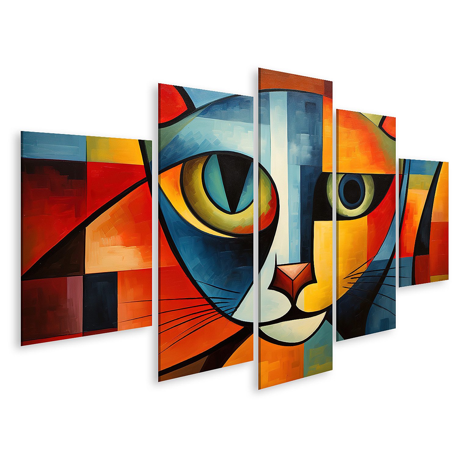 Leinwandbild Abstrakte Katze Malerei Stil Pablo Picasso Haustiere Kunst Bilder