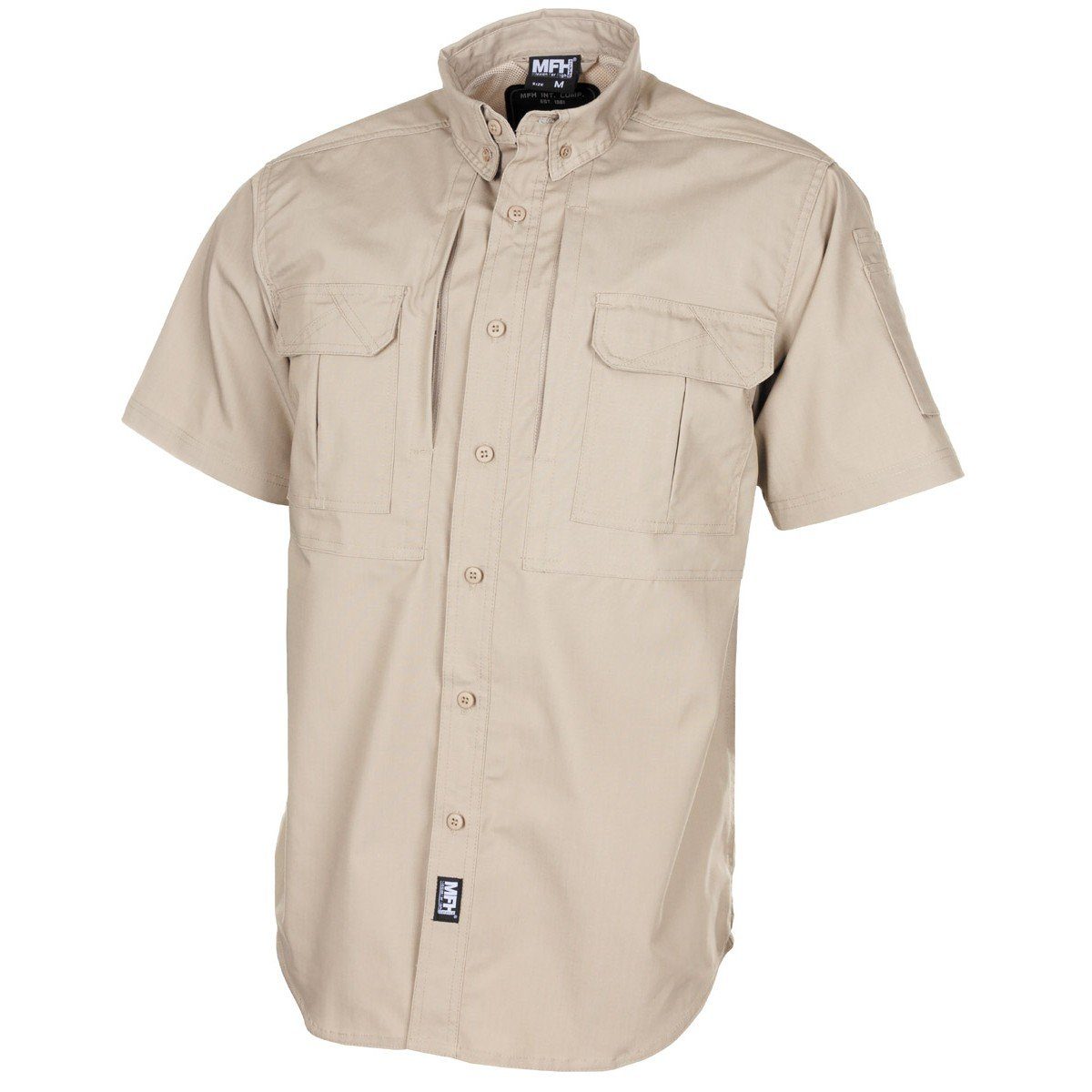 MFH Outdoorhemd Hemd Outdoor, kurzarm, khaki, Teflon, Rip Stop