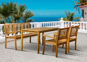 furnling Gartentisch Venedig, Tisch mit Akazien-Oberfläche für 4-6 Personen, Gartenmöbel Akazie