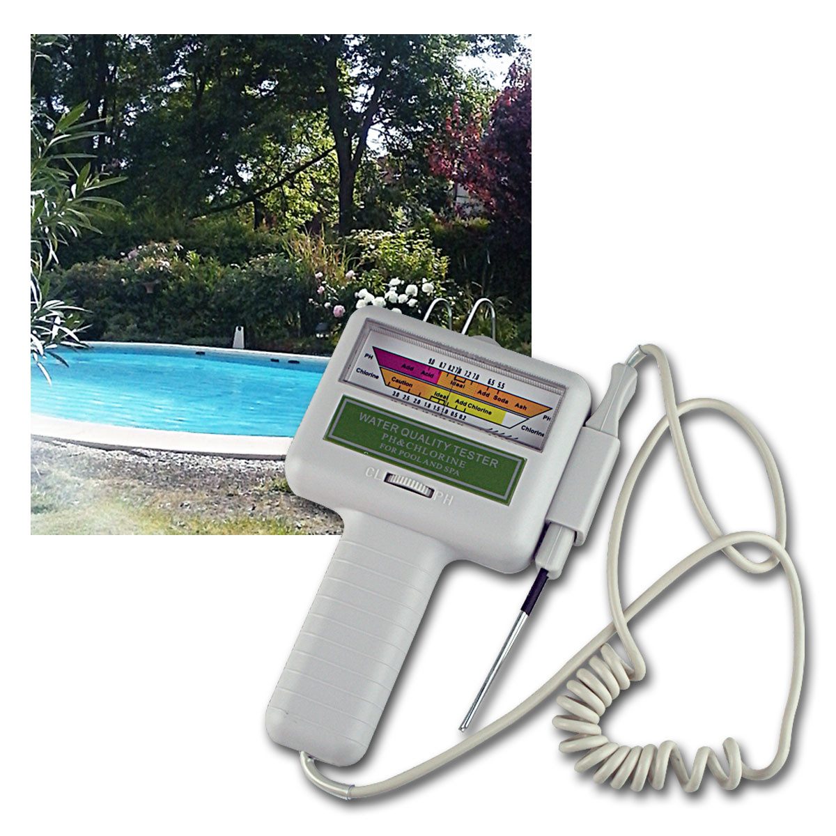 ChiliTec Elektro-Pooltester Wassertester "PWC-99" ermittelt pH-Wert und Chlor