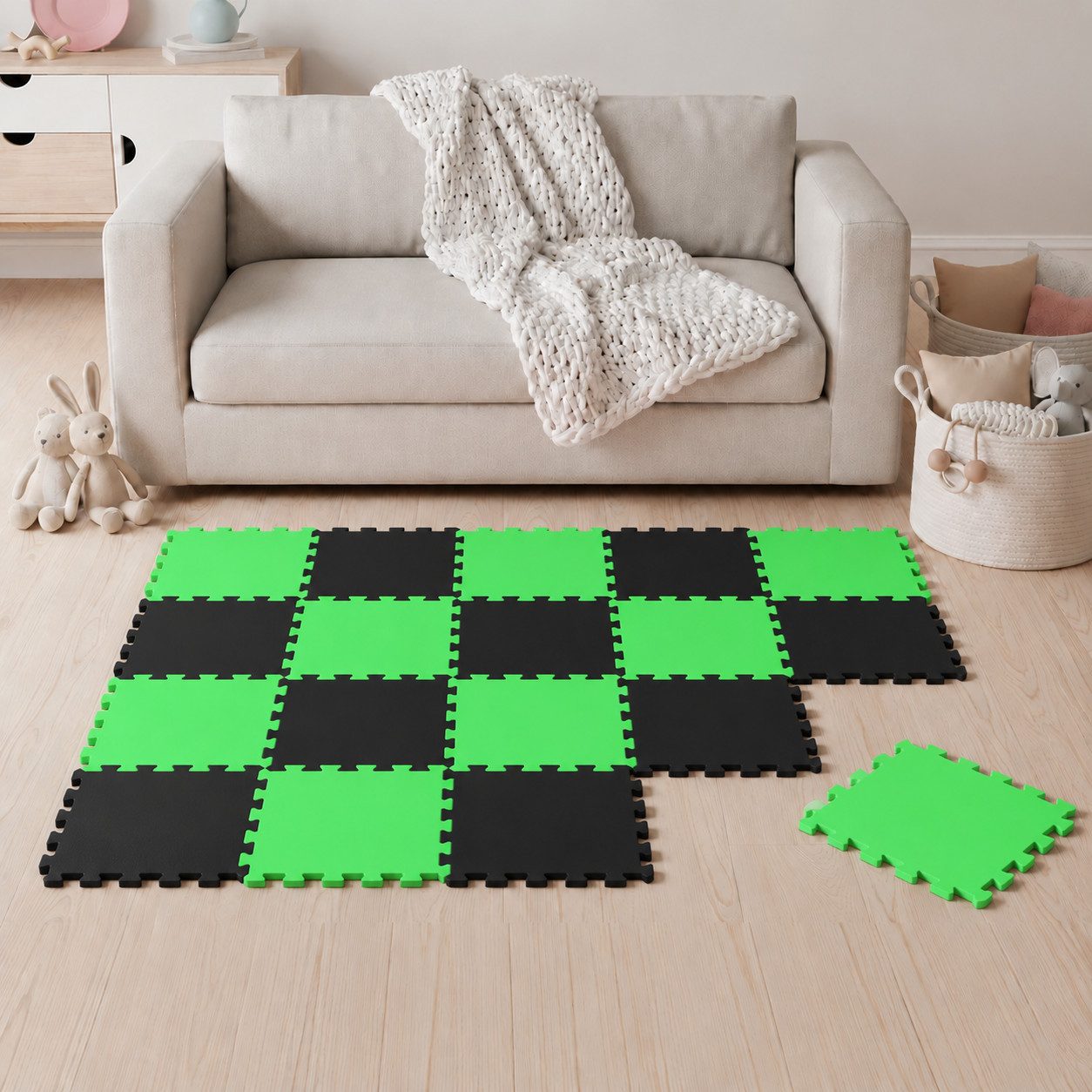 LittleTom Puzzlematte ab dem 1. Tag - 18 Teile Baby Spielmatte - 30 x 30 Kinder Krabbelmatte, (18-tlg), Spielunterlage für Babys und Kleinkinder - Kinderzimmer Puzzleteppich