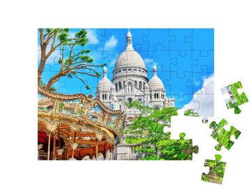 puzzleYOU Puzzle Kathedrale Sacre Coeur, Montmartre-Hügel, Paris, 48 Puzzleteile, puzzleYOU-Kollektionen Paris, Europa
