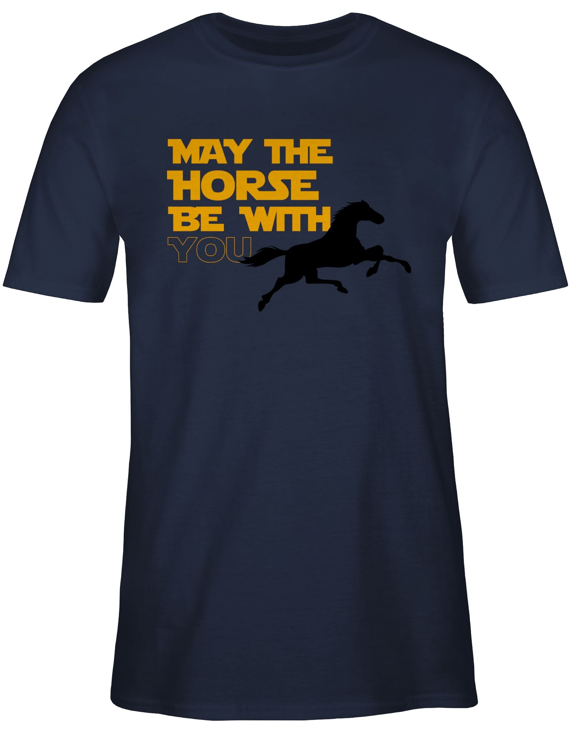 T-Shirt Blau Pferd you 3 Shirtracer be horse Navy with May the