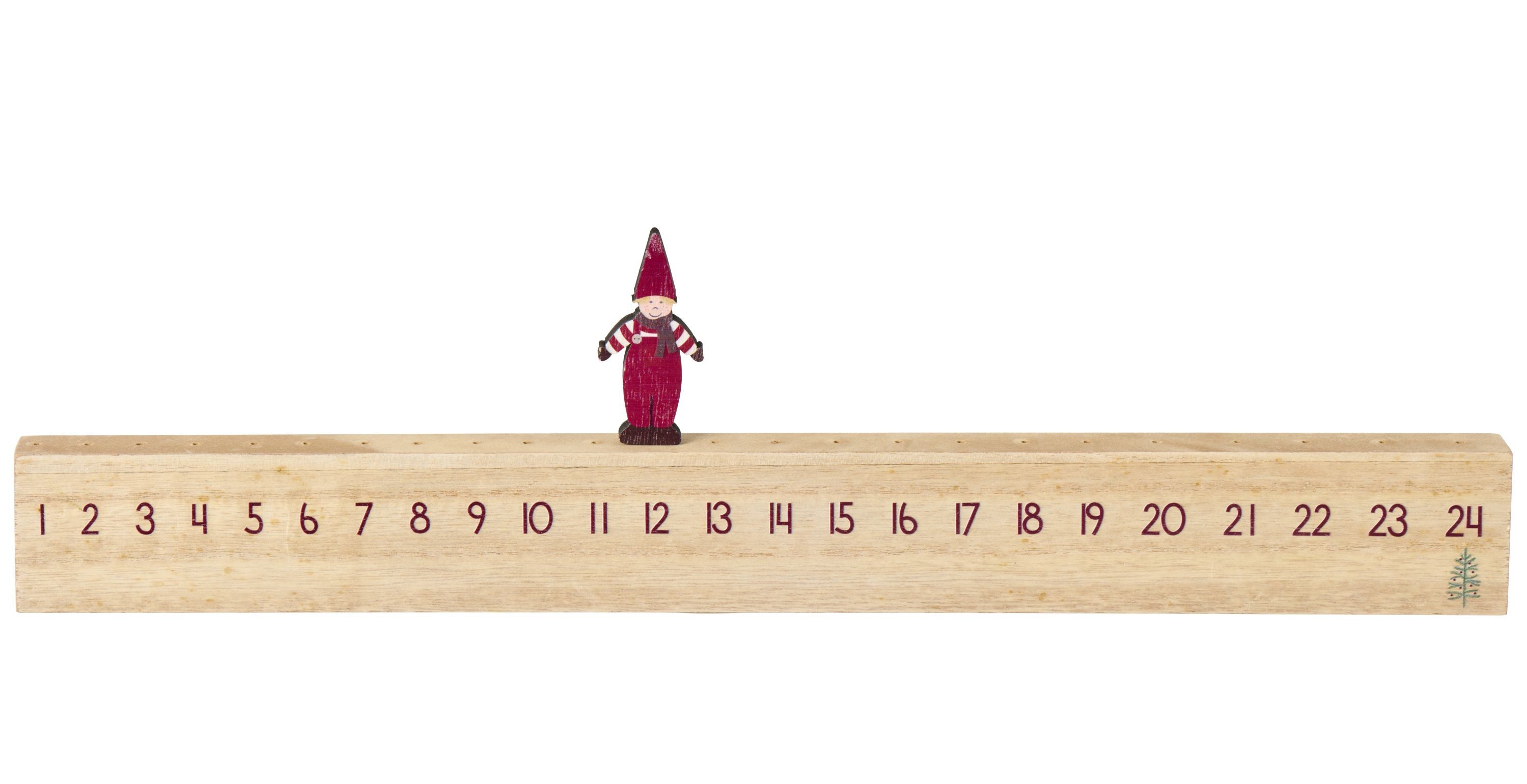 Ib Laursen Christbaumschmuck Ib Laursen - Adventskalender Weihnachtskalender Wichtel L50cm Holz – Bild 5 von 5