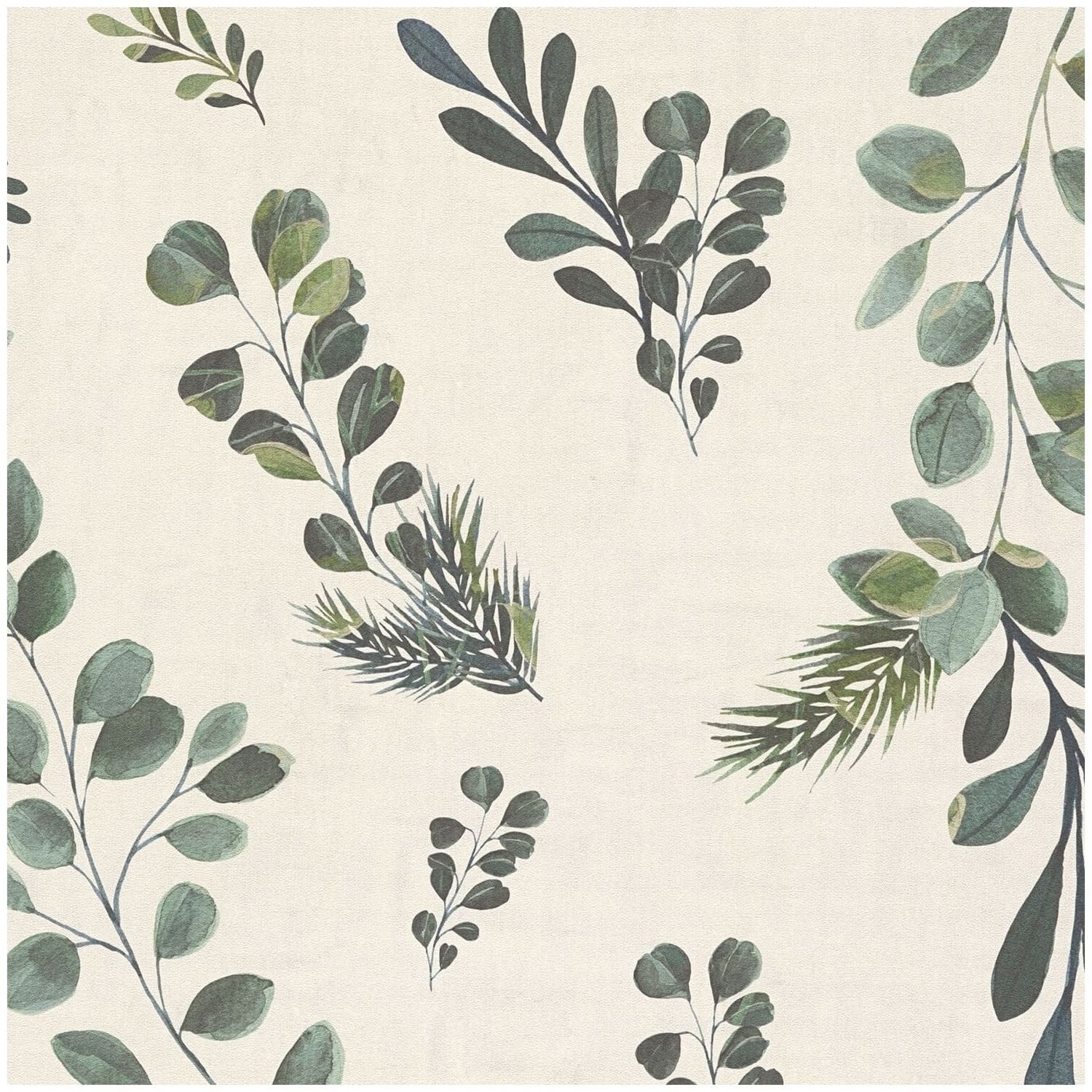 Profhome Vliestapete 782211-GU Natur Tapete Floral matt grau oliv-grün, glatt, (1 Rolle, 5,33 qm), heißgeprägte Vliestapete, grün