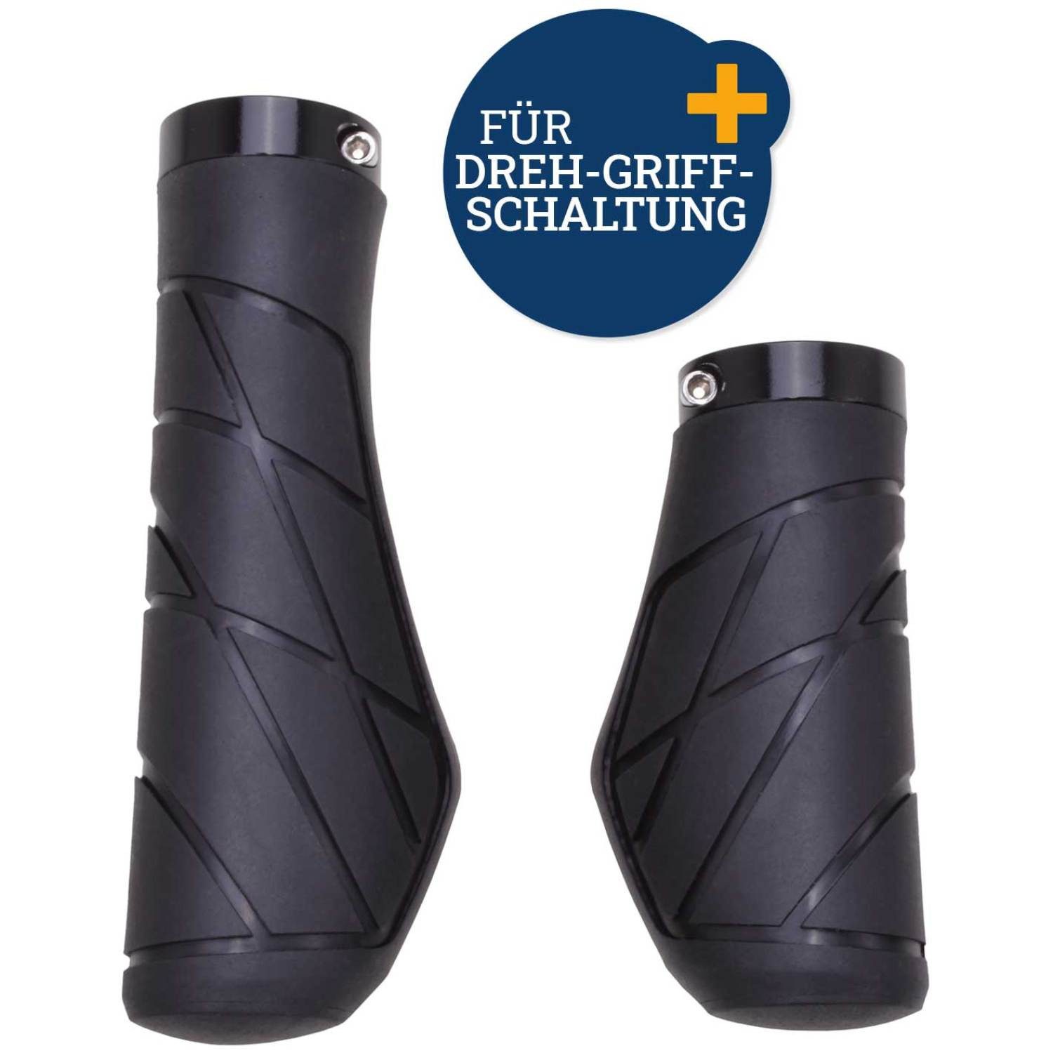 Diedrich Filmer GmbH Fahrradlenkergriff Fahrrad-Griffe Ergonomisch für Drehgriff Schaltung (2x Lenkergriffe, 2-St., Set), Set Kurz Lang Lenker-Griffe Ergo Antirutsch Lenkergriffe Fahrradgriffe