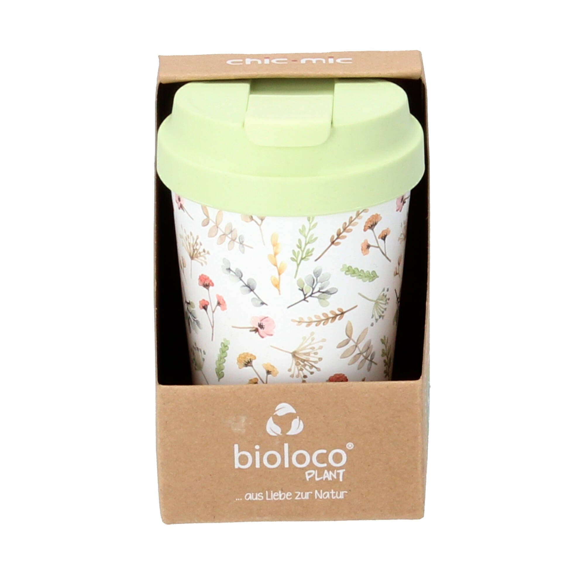 bioloco plant Becher GmbH cup (Kunststoff Pflanzenzucker) watercolor chic easy flowers, mic PLA aus