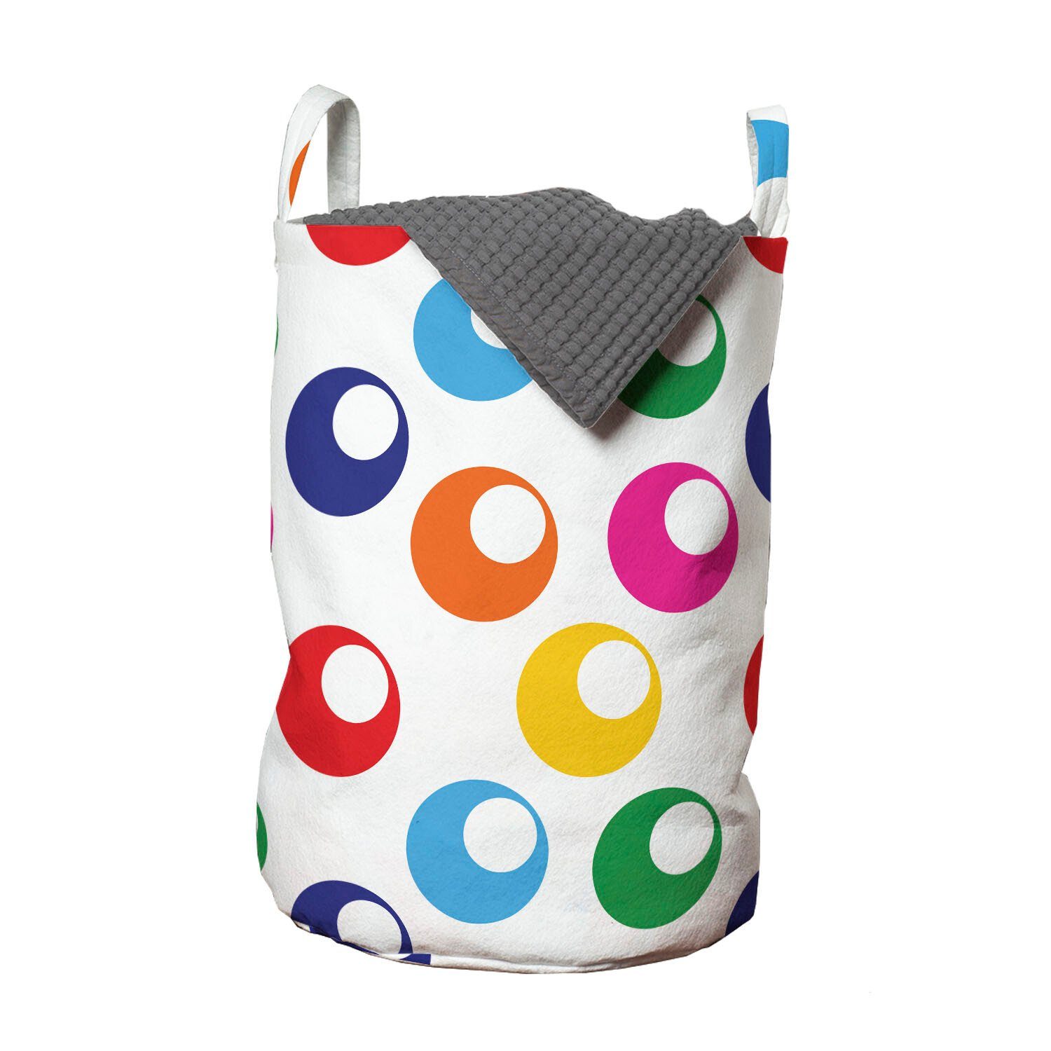Abakuhaus Wäschesäckchen Wäschekorb mit Griffen Kordelzugverschluss für Waschsalons, Bunt Circular Pool Disc Shapes