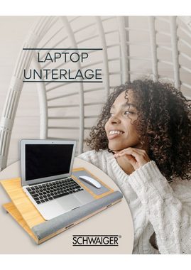 Schwaiger Laptoptisch 659917 (Laptop Unterlage, Laptops bis max. 17 Zoll), integriertes Mauspad, entlastende Handablage