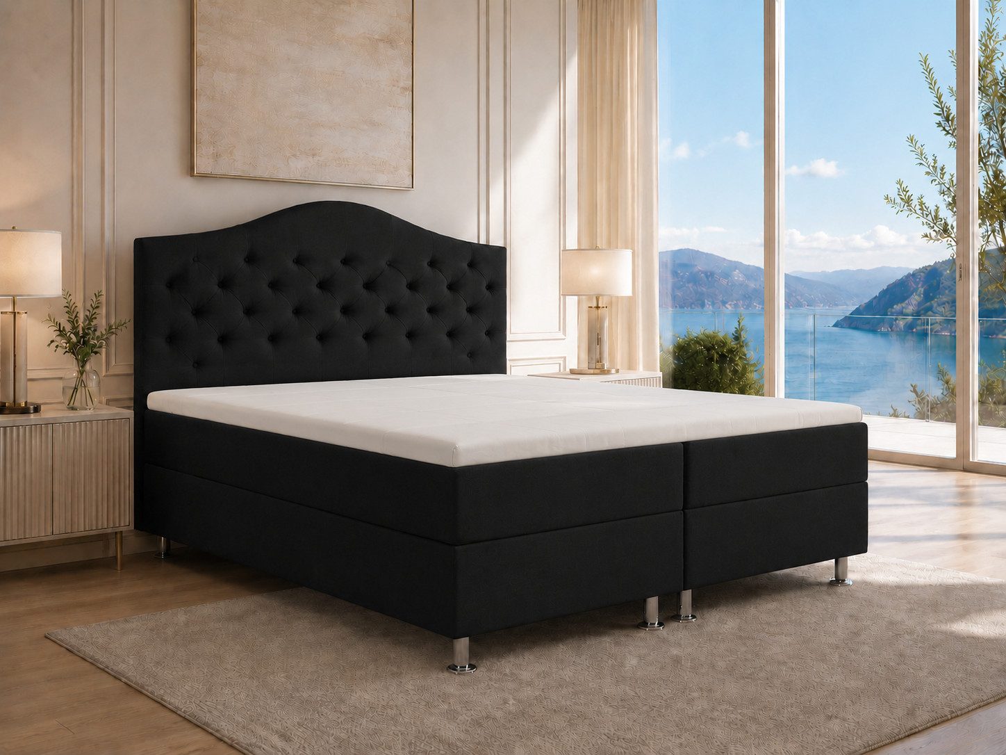 Best for Home Boxspringbett Glamour mit 7-Zonen Bonell & 7 cm T-30 Topper – Komfortbett (Komplettset, 4-St., Boxspringbett mit 7-Zonen-Bonellfederkernmatratze & 7 cm Topper), Boxspringbett mit Bettkasten, Topper T-30