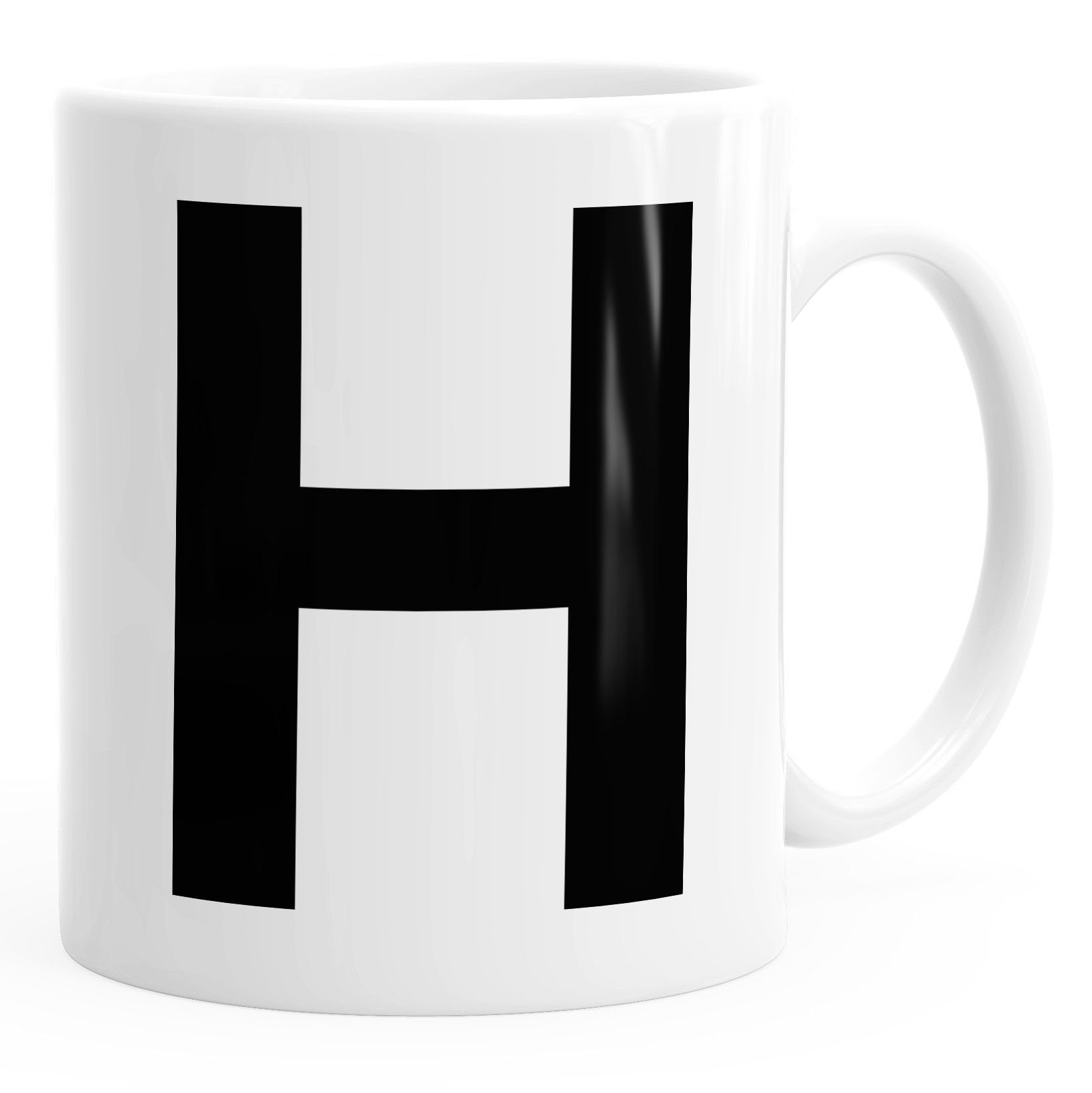 MoonWorks Tasse Kaffee-Tasse Buchstaben Buchstabe Arial Bold glänzend Kaffeetasse Teetasse Keramiktasse MoonWorks®, Keramik