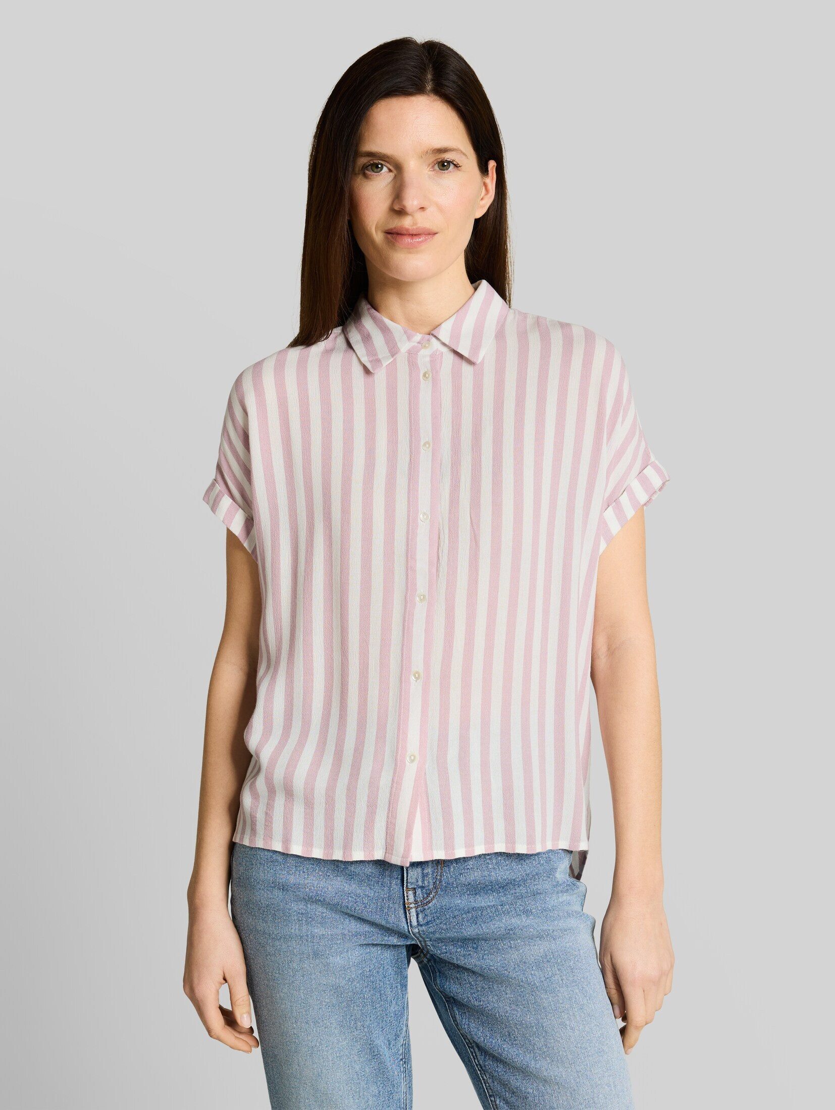 TOM TAILOR Kurzarmbluse Blusen & Shirts Loose Fit Bluse mit Streifen